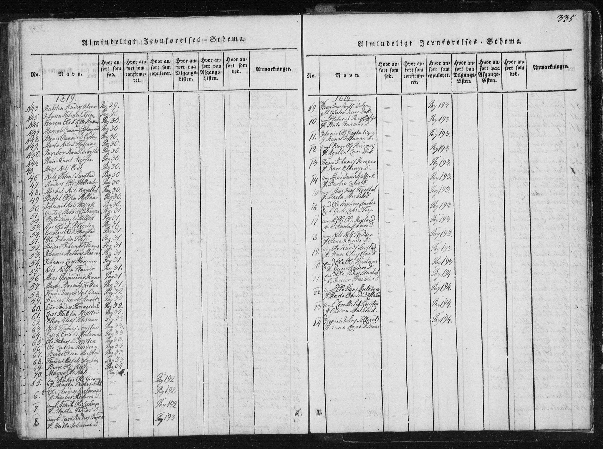 Hamre sokneprestembete, SAB/A-75501/H/Ha/Haa/Haaa/L0010: Parish register (official) no. A 10, 1816-1826, p. 335