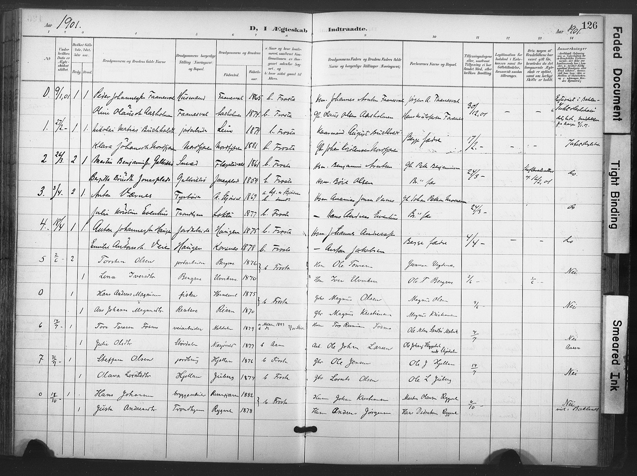 Ministerialprotokoller, klokkerbøker og fødselsregistre - Nord-Trøndelag, SAT/A-1458/713/L0122: Parish register (official) no. 713A11, 1899-1910, p. 126