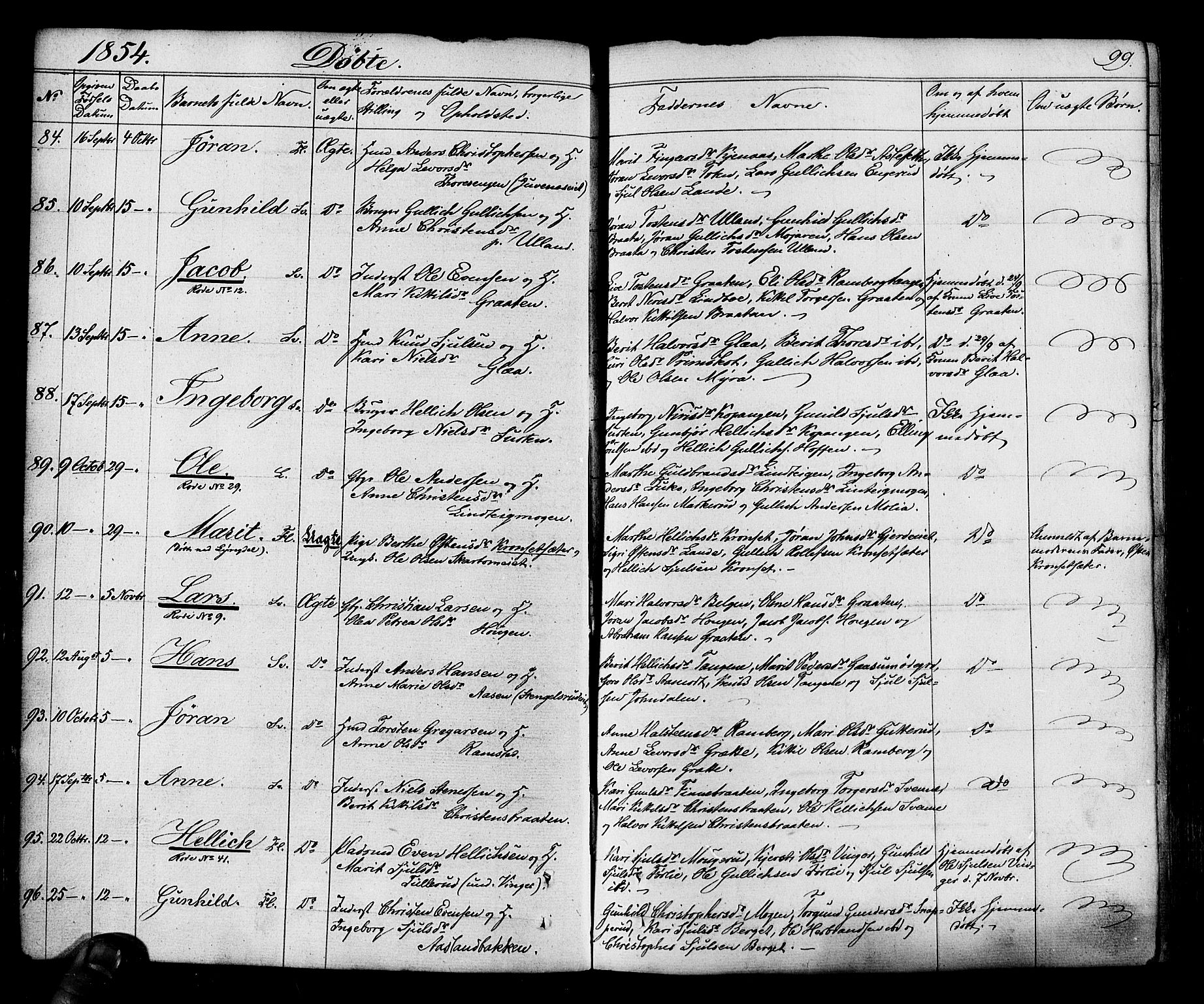 Flesberg kirkebøker, AV/SAKO-A-18/F/Fa/L0006: Parish register (official) no. I 6, 1834-1860, p. 99