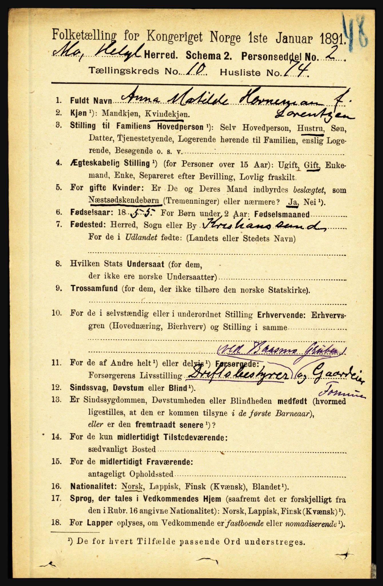 RA, 1891 census for 1833 Mo, 1891, p. 4349