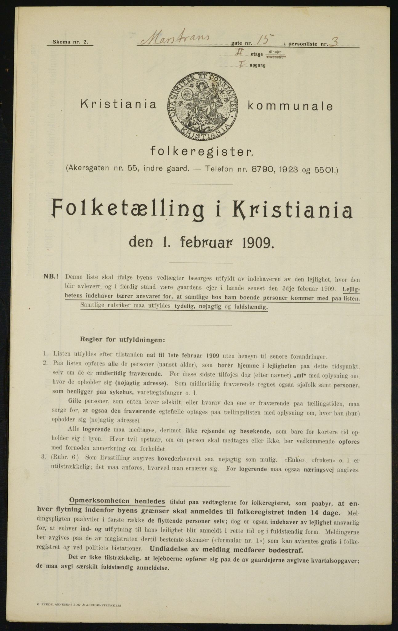 OBA, Municipal Census 1909 for Kristiania, 1909, p. 58758