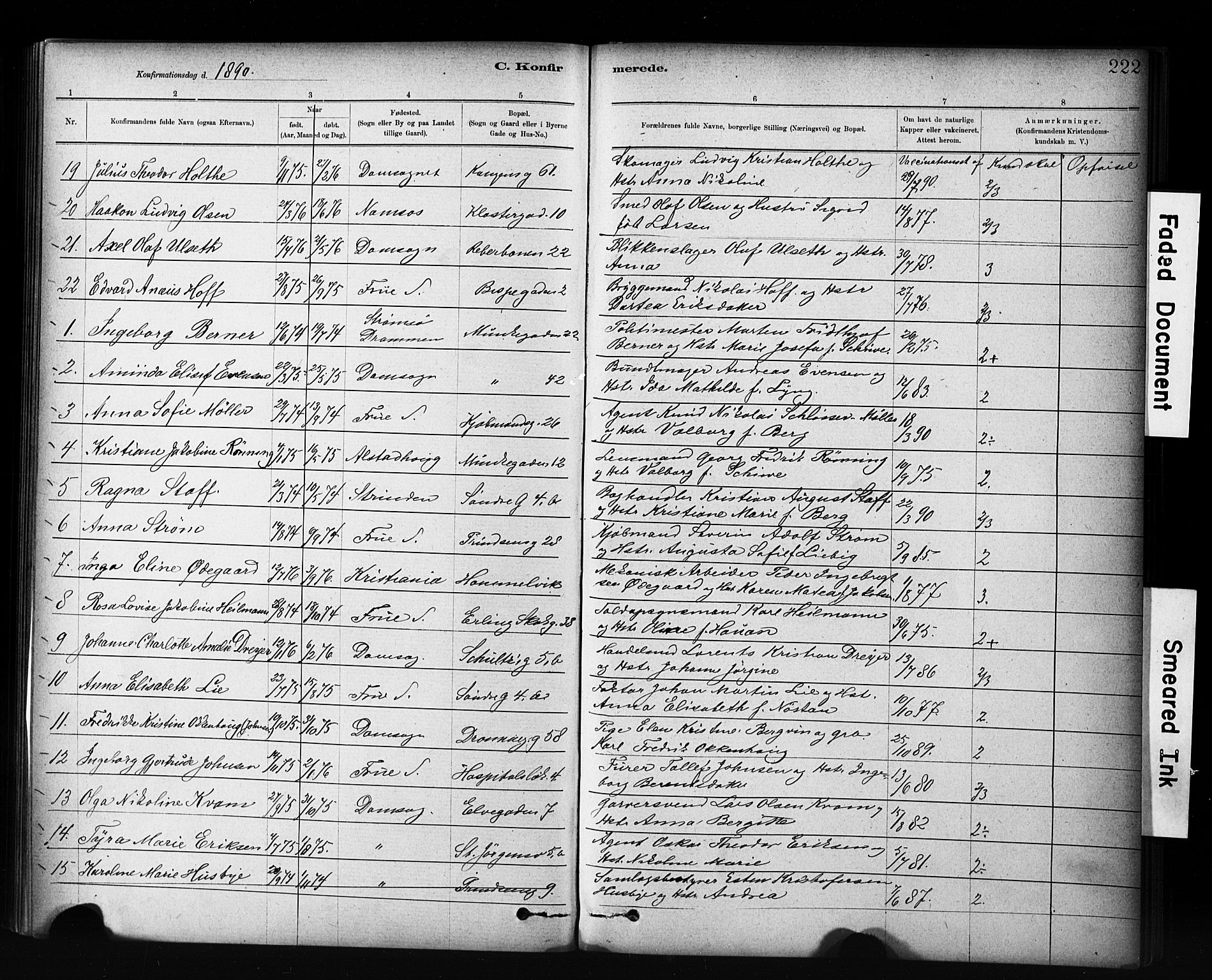 Ministerialprotokoller, klokkerbøker og fødselsregistre - Sør-Trøndelag, AV/SAT-A-1456/601/L0071: Curate's parish register no. 601B04, 1882-1931, p. 222