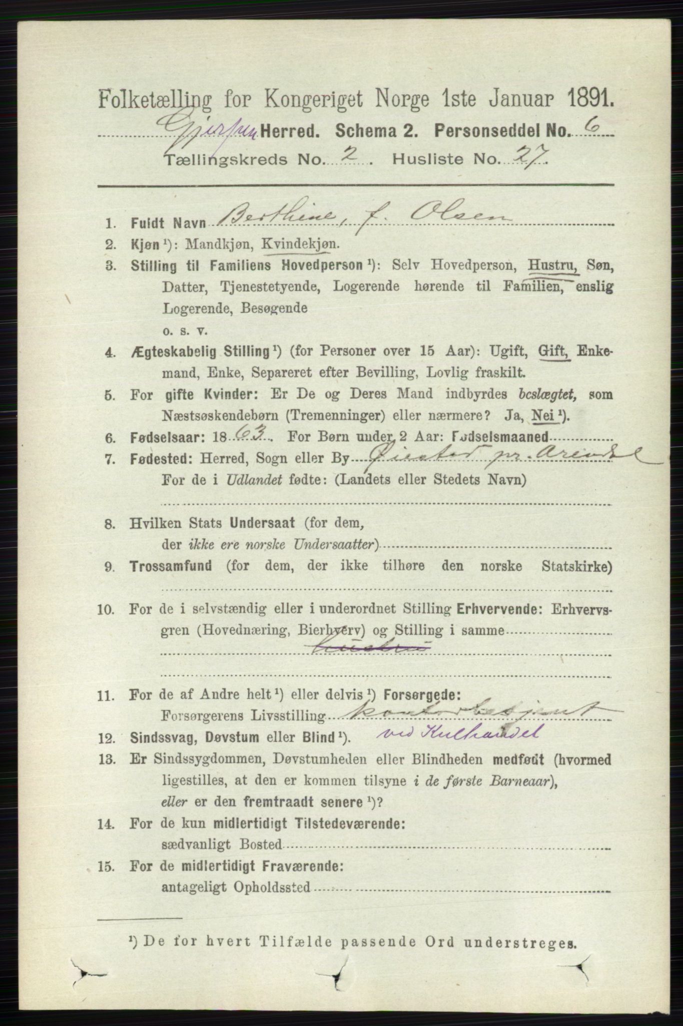 RA, 1891 census for 0812 Gjerpen, 1891, p. 951