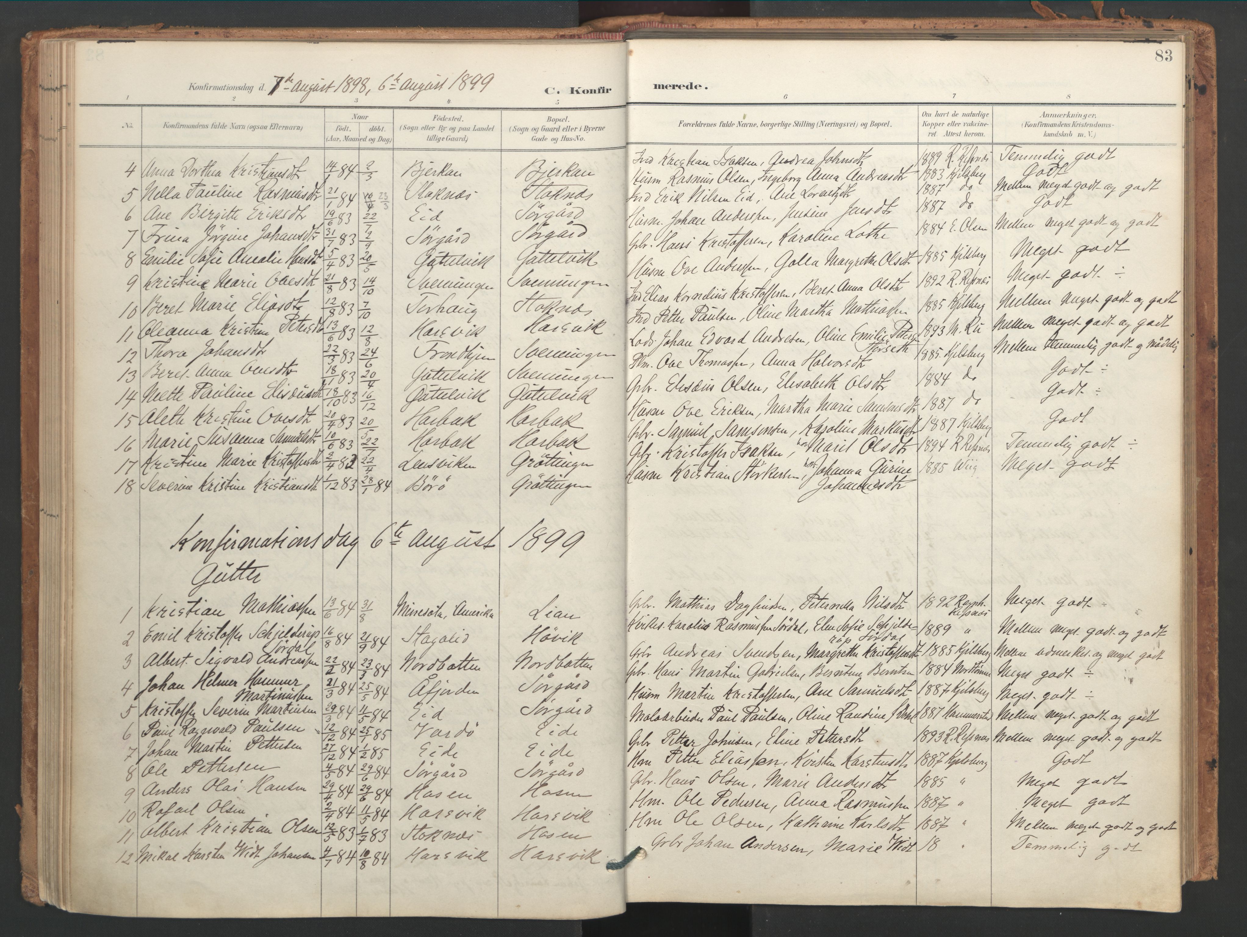 Ministerialprotokoller, klokkerbøker og fødselsregistre - Sør-Trøndelag, SAT/A-1456/656/L0693: Parish register (official) no. 656A02, 1894-1913, p. 83