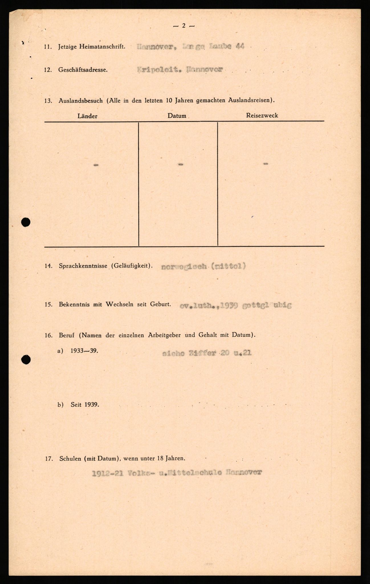 Forsvaret, Forsvarets overkommando II, AV/RA-RAFA-3915/D/Db/L0034: CI Questionaires. Tyske okkupasjonsstyrker i Norge. Tyskere., 1945-1946, p. 271