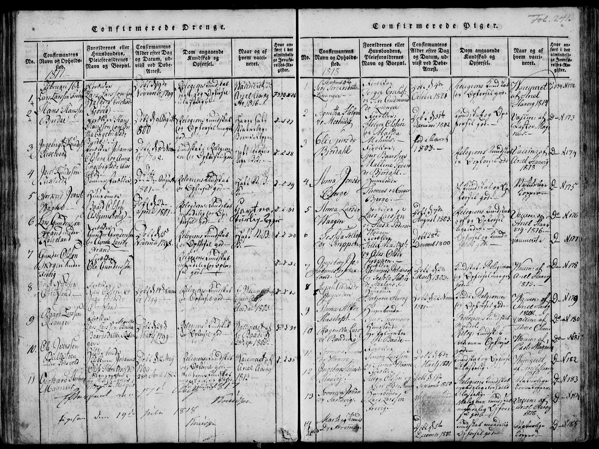 Skjold sokneprestkontor, SAST/A-101847/H/Ha/Haa/L0003: Parish register (official) no. A 3, 1815-1835, p. 241