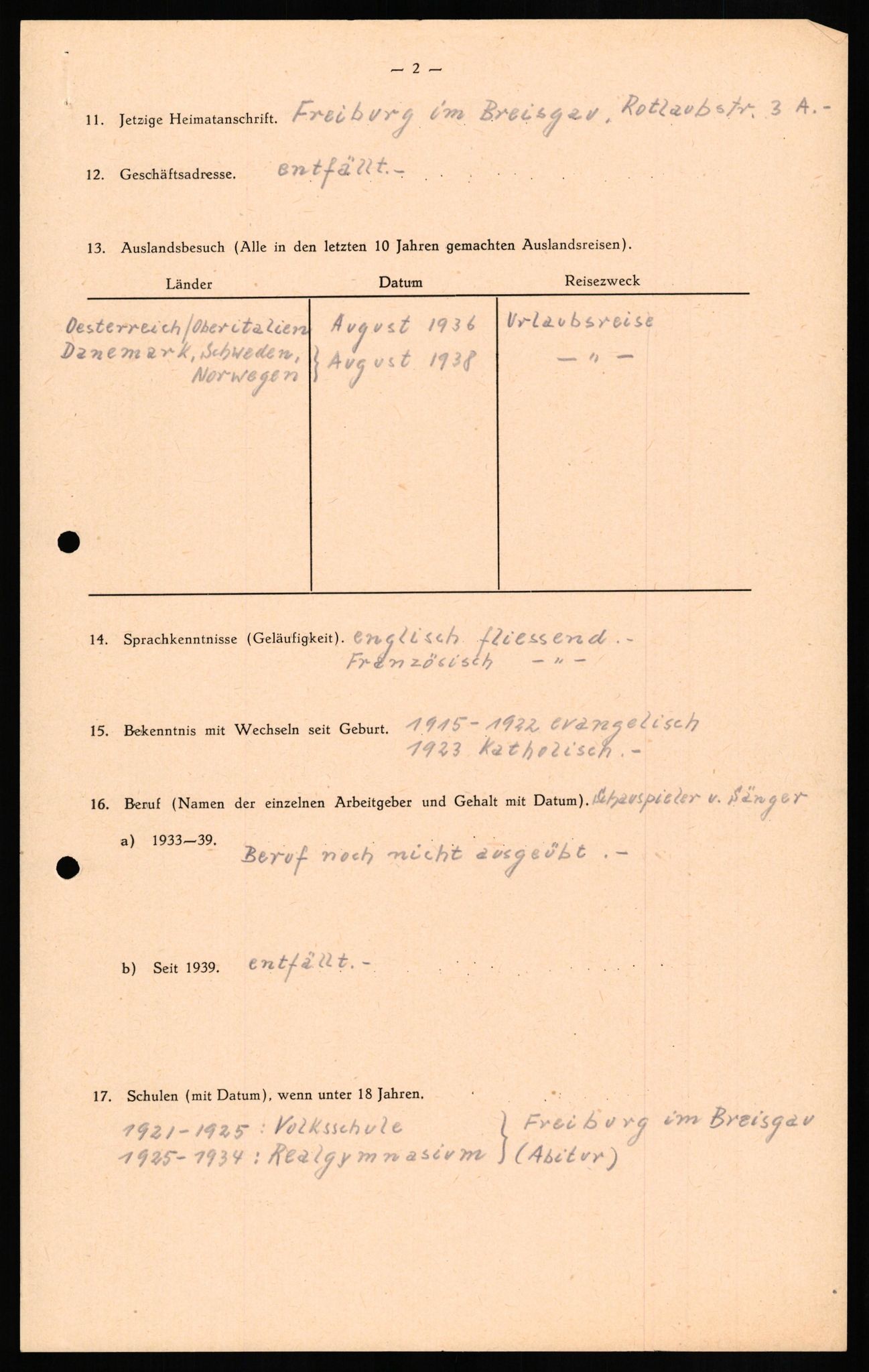 Forsvaret, Forsvarets overkommando II, RA/RAFA-3915/D/Db/L0017: CI Questionaires. Tyske okkupasjonsstyrker i Norge. Tyskere., 1945-1946, p. 456