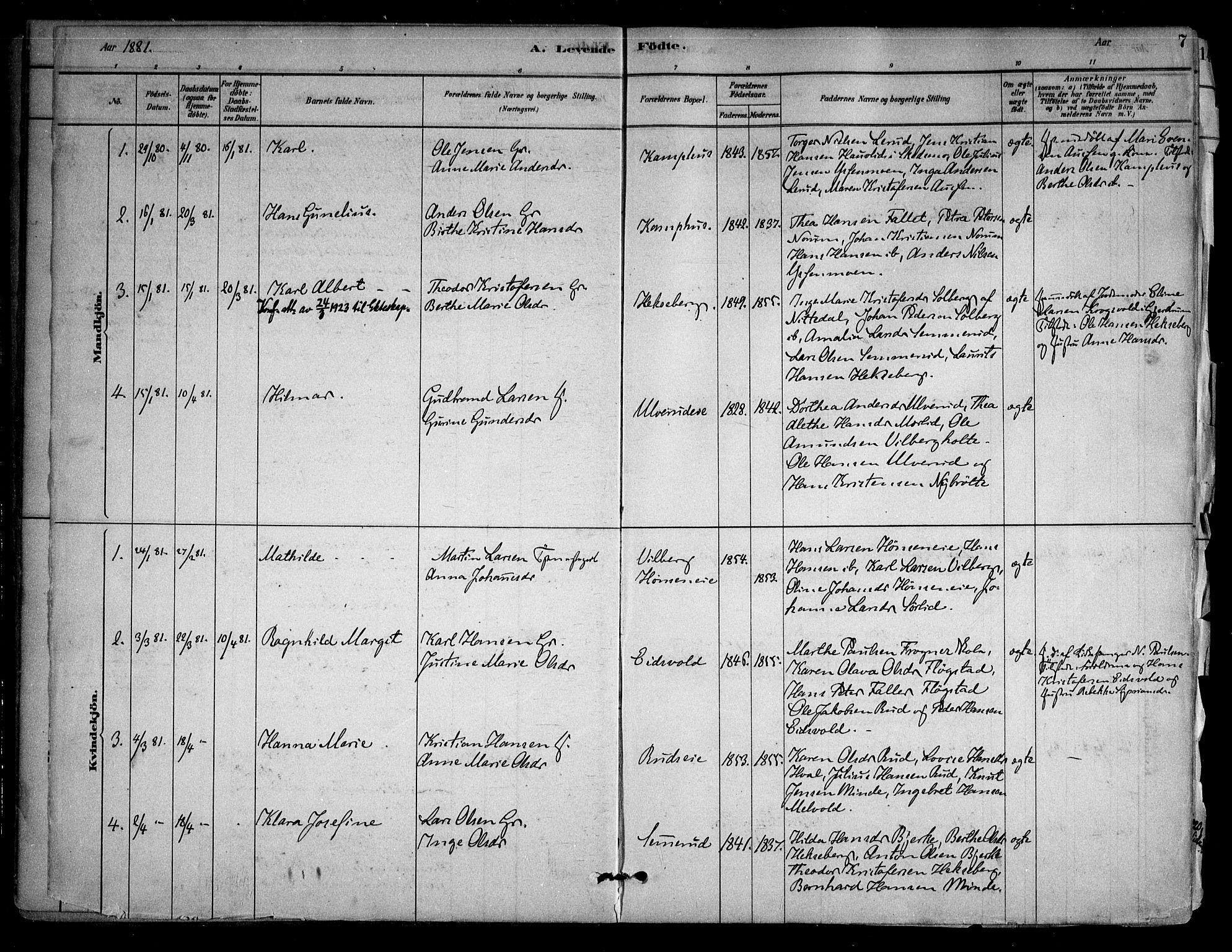 Sørum prestekontor Kirkebøker, SAO/A-10303/F/Fb/L0001: Parish register (official) no. II 1, 1878-1915, p. 7