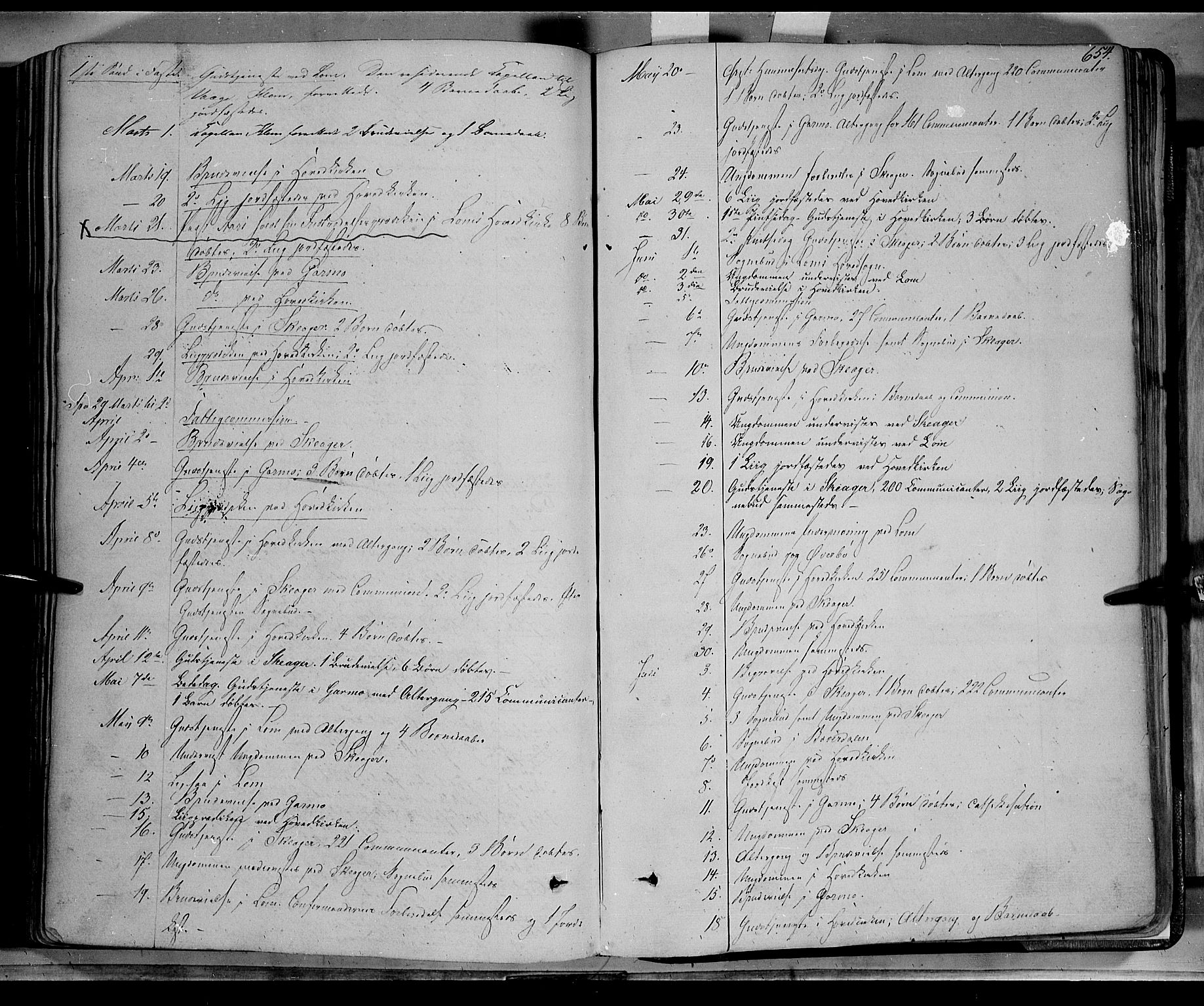 Lom prestekontor, SAH/PREST-070/K/L0006: Parish register (official) no. 6B, 1837-1863, p. 654