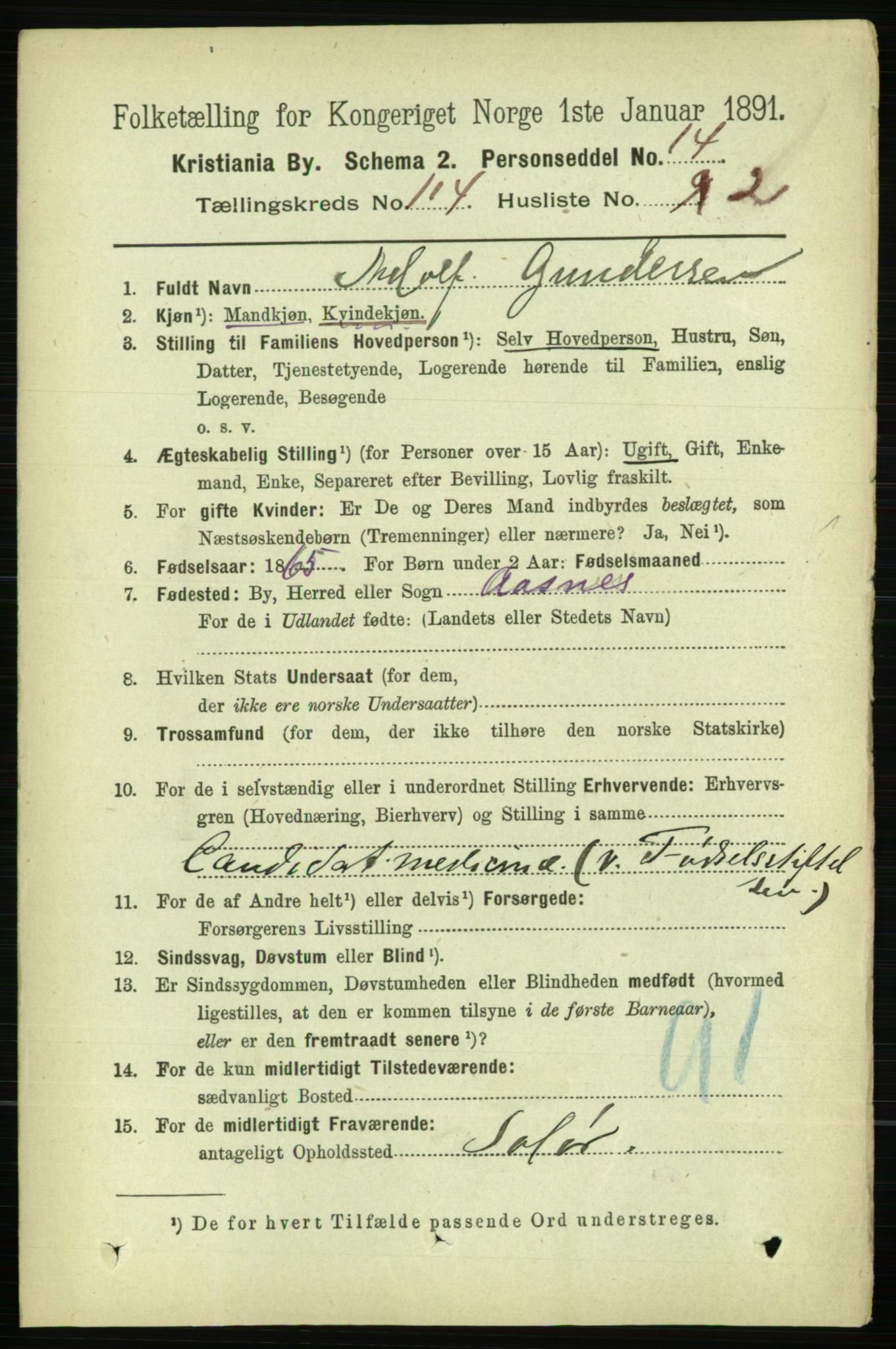 RA, 1891 census for 0301 Kristiania, 1891, p. 60785