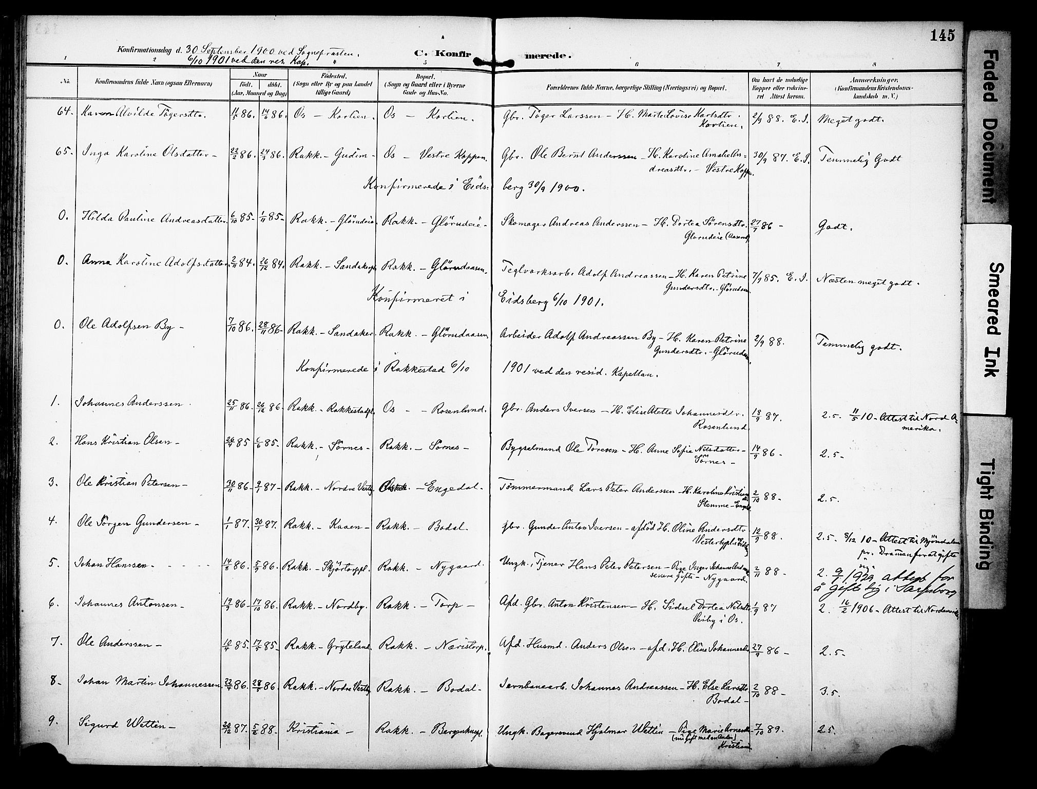 Rakkestad prestekontor Kirkebøker, AV/SAO-A-2008/F/Fa/L0013: Parish register (official) no. I 13, 1894-1908, p. 145