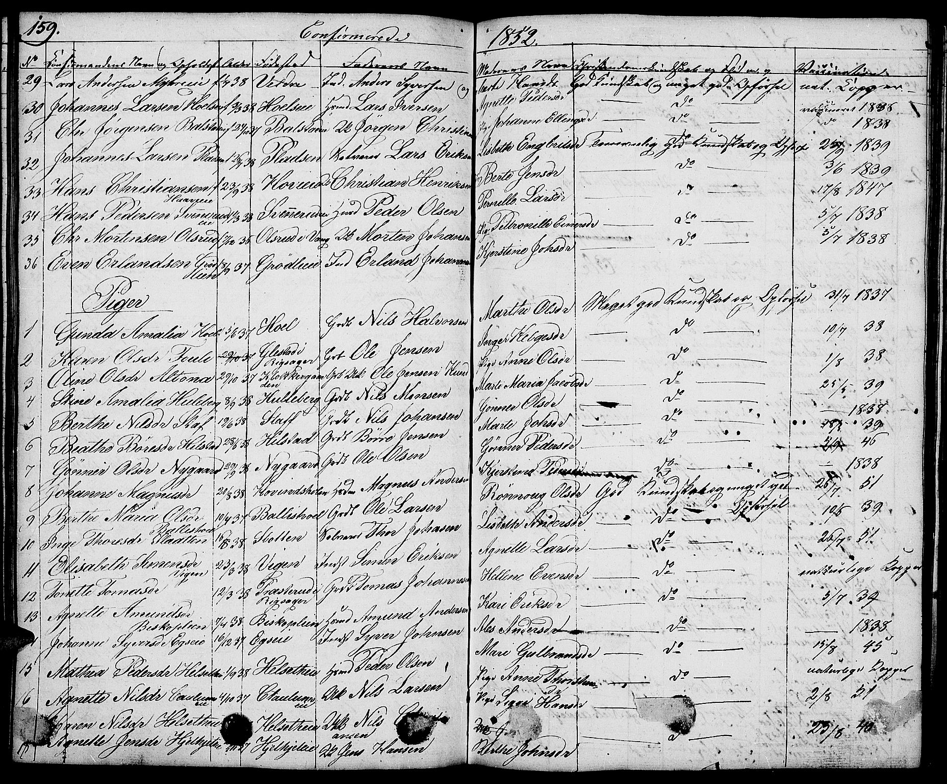 Nes prestekontor, Hedmark, AV/SAH-PREST-020/L/La/L0004: Parish register (copy) no. 4, 1832-1861, p. 159