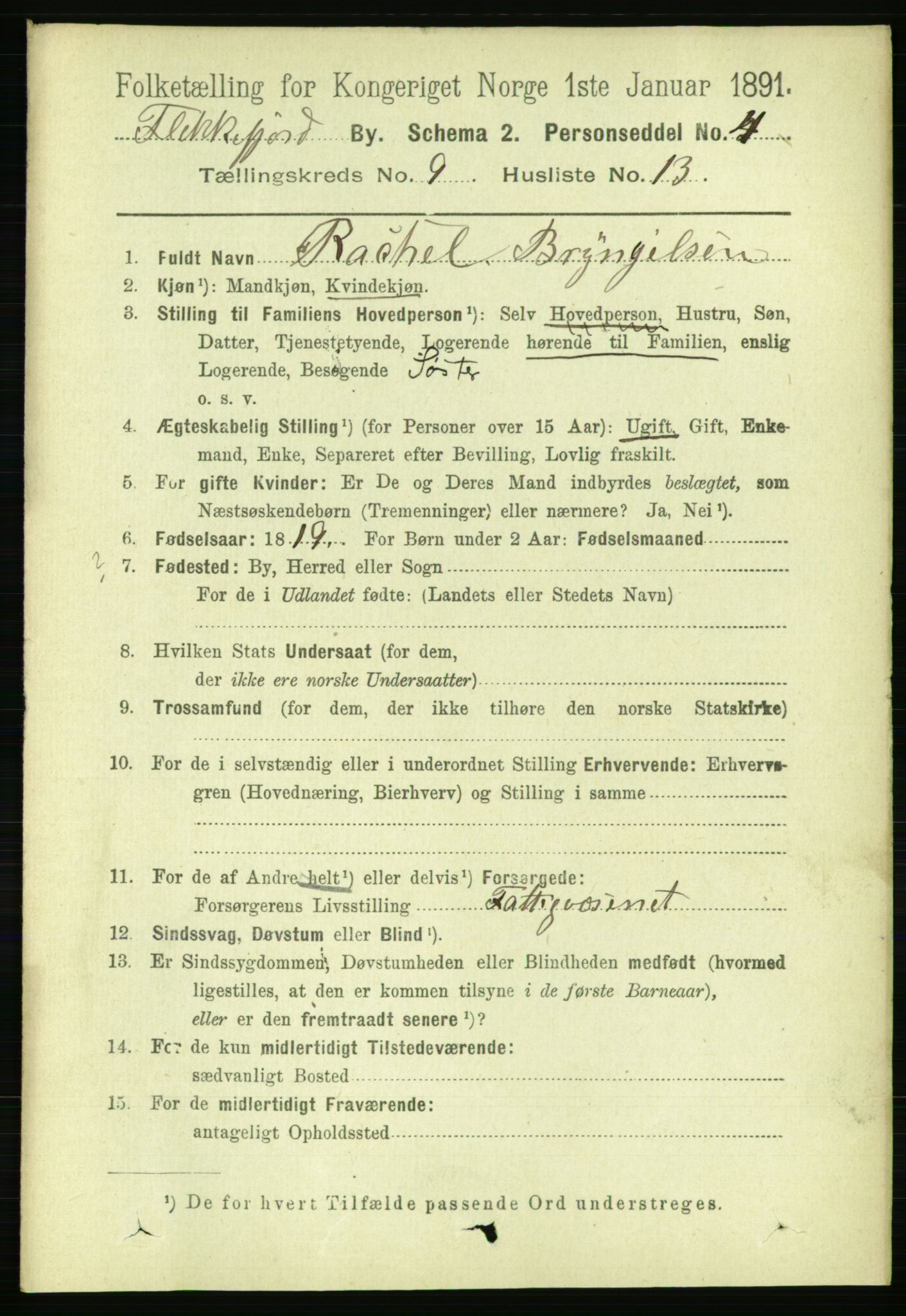 RA, 1891 census for 1004 Flekkefjord, 1891, p. 1531