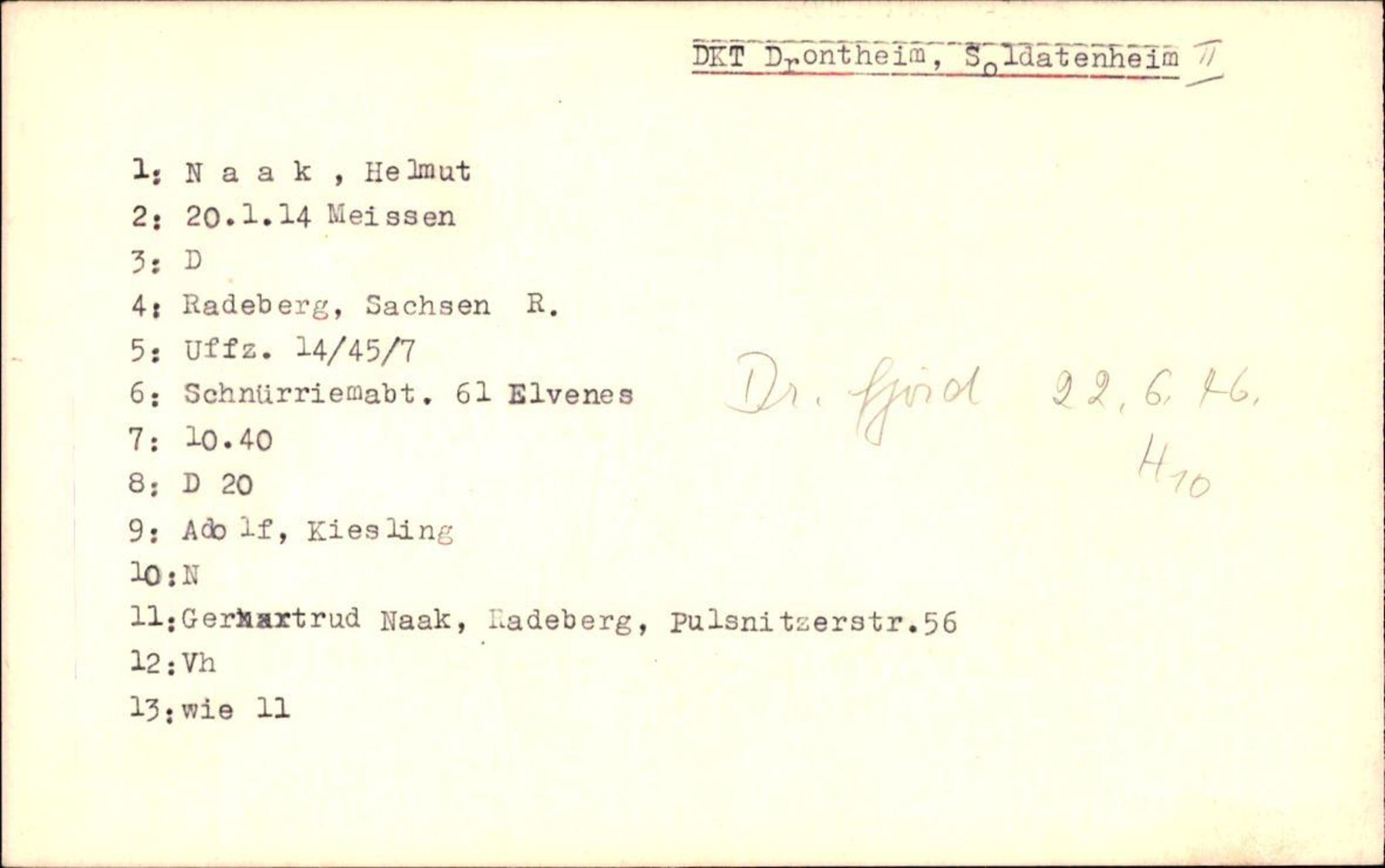 Hjemsendte tyskere , RA/RAFA-6487/D/Db/L0020: Mülzet-Paülisch, 1945-1947, p. 43
