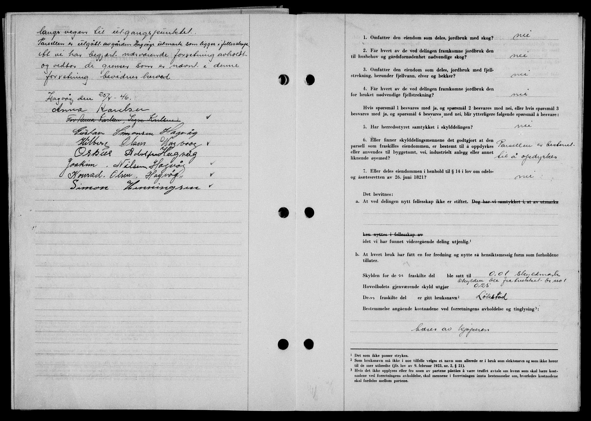 Lofoten sorenskriveri, SAT/A-0017/1/2/2C/L0014a: Mortgage book no. 14a, 1946-1946, Diary no: : 703/1946