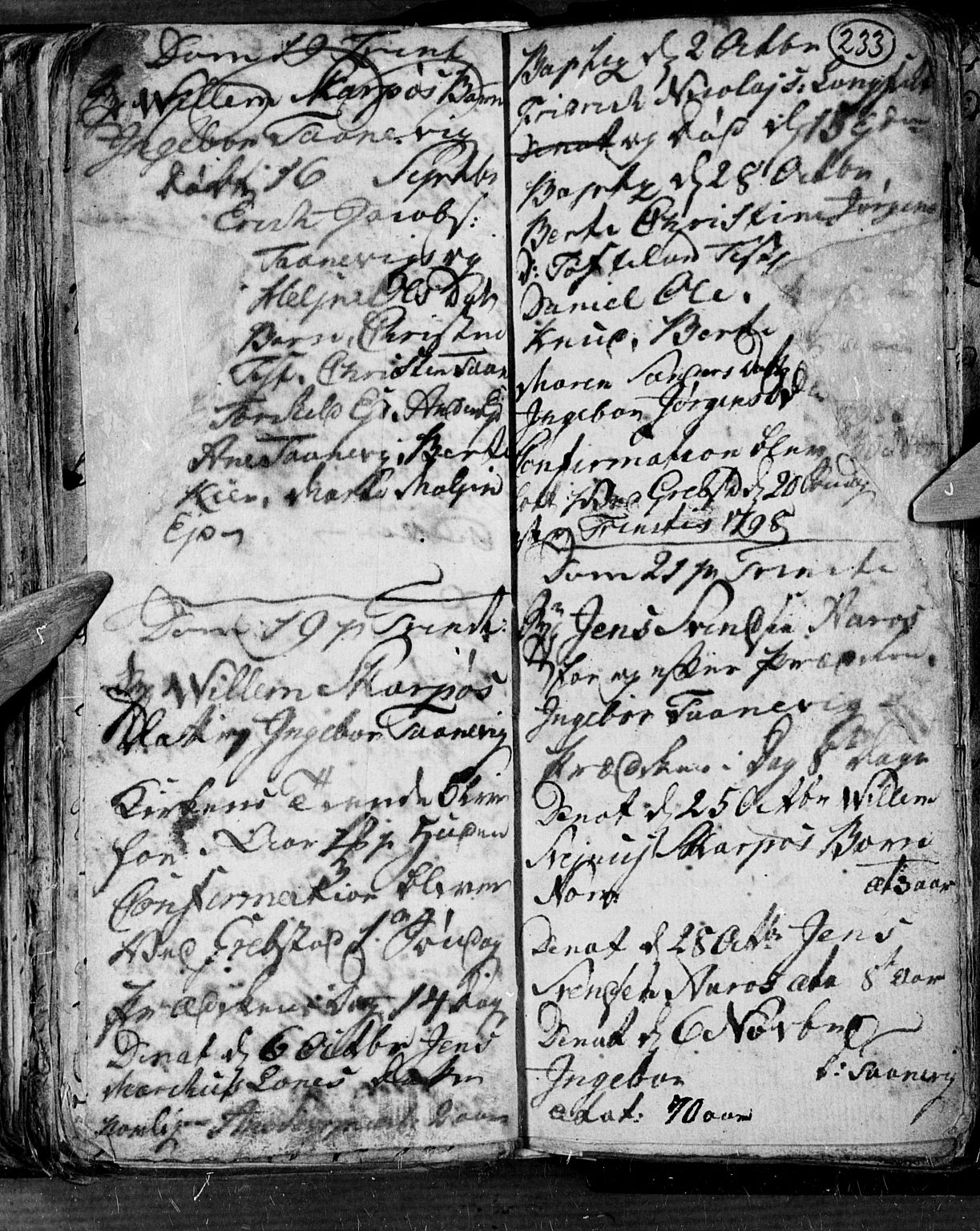 Søgne sokneprestkontor, AV/SAK-1111-0037/F/Fb/Fbb/L0001: Parish register (copy) no. B 1, 1779-1802, p. 233