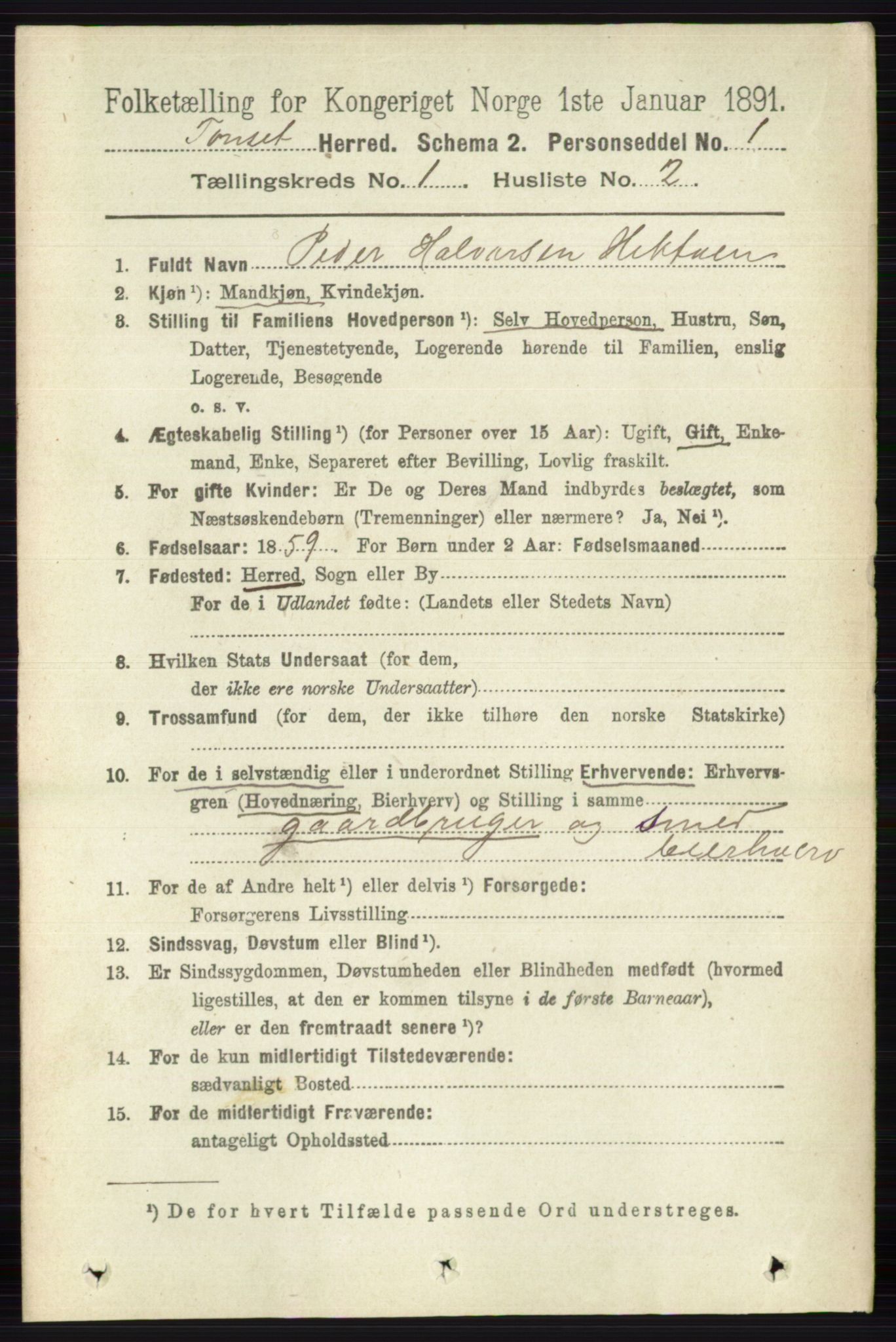 RA, 1891 census for 0437 Tynset, 1891, p. 83