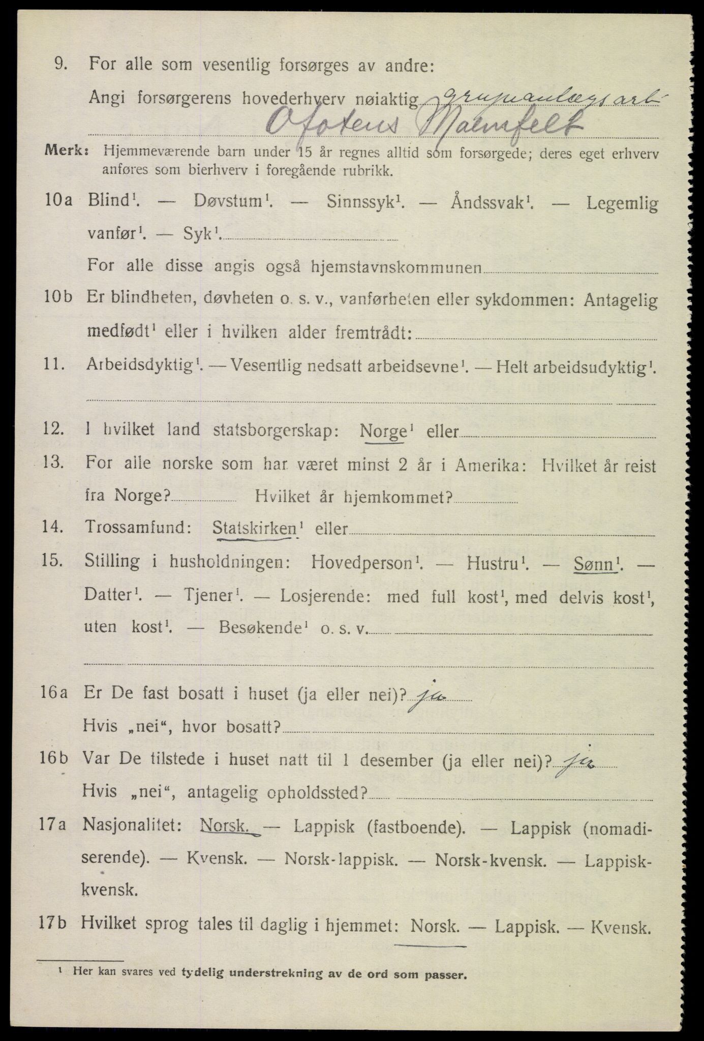 SAT, 1920 census for Evenes, 1920, p. 6033