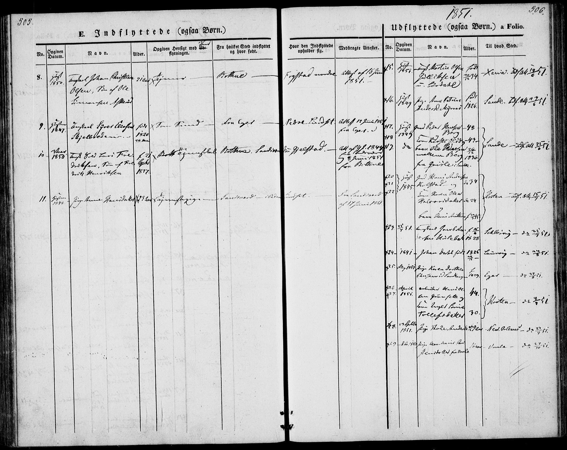 Hof kirkebøker, AV/SAKO-A-64/F/Fa/L0005: Parish register (official) no. I 5, 1844-1851, p. 505-506