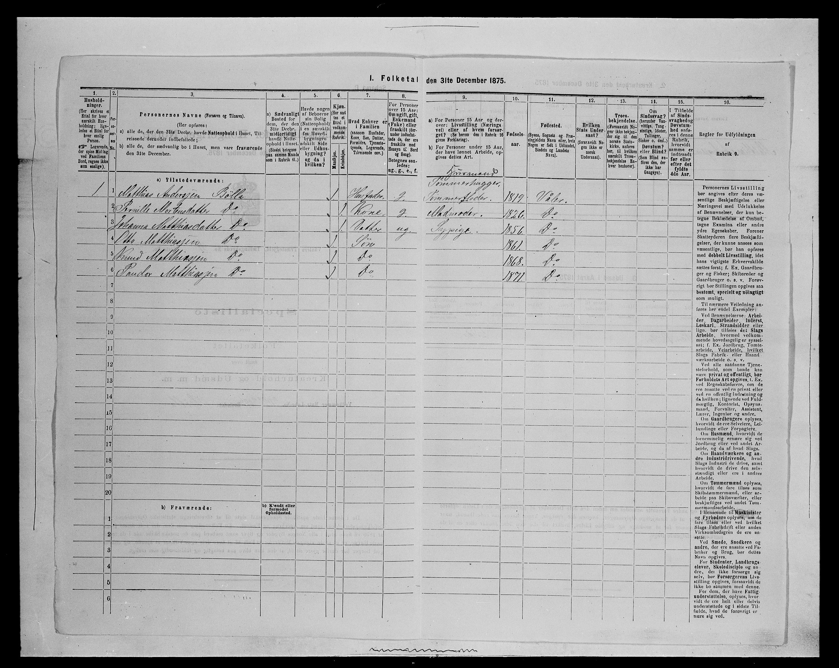 SAH, 1875 census for 0426P Våler parish (Hedmark), 1875, p. 1361