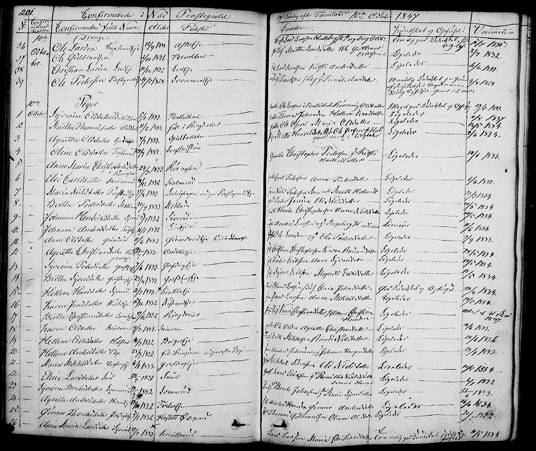 Nes prestekontor, Hedmark, AV/SAH-PREST-020/K/Ka/L0003: Parish register (official) no. 3, 1827-1851, p. 201