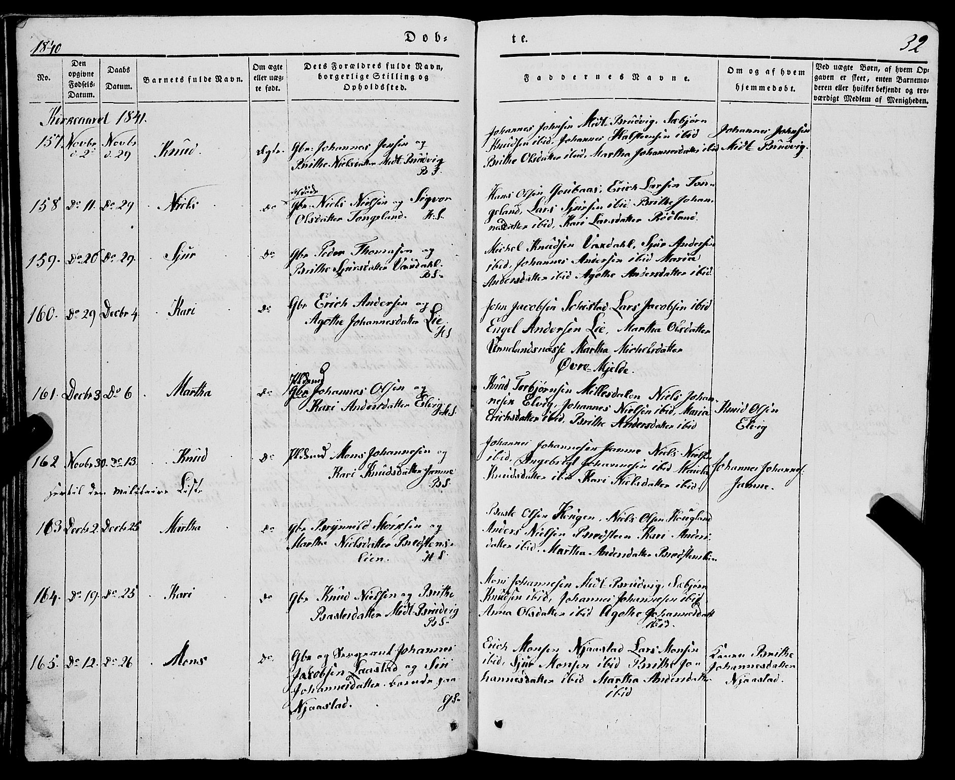 Haus sokneprestembete, SAB/A-75601/H/Haa: Parish register (official) no. A 15, 1838-1847, p. 32