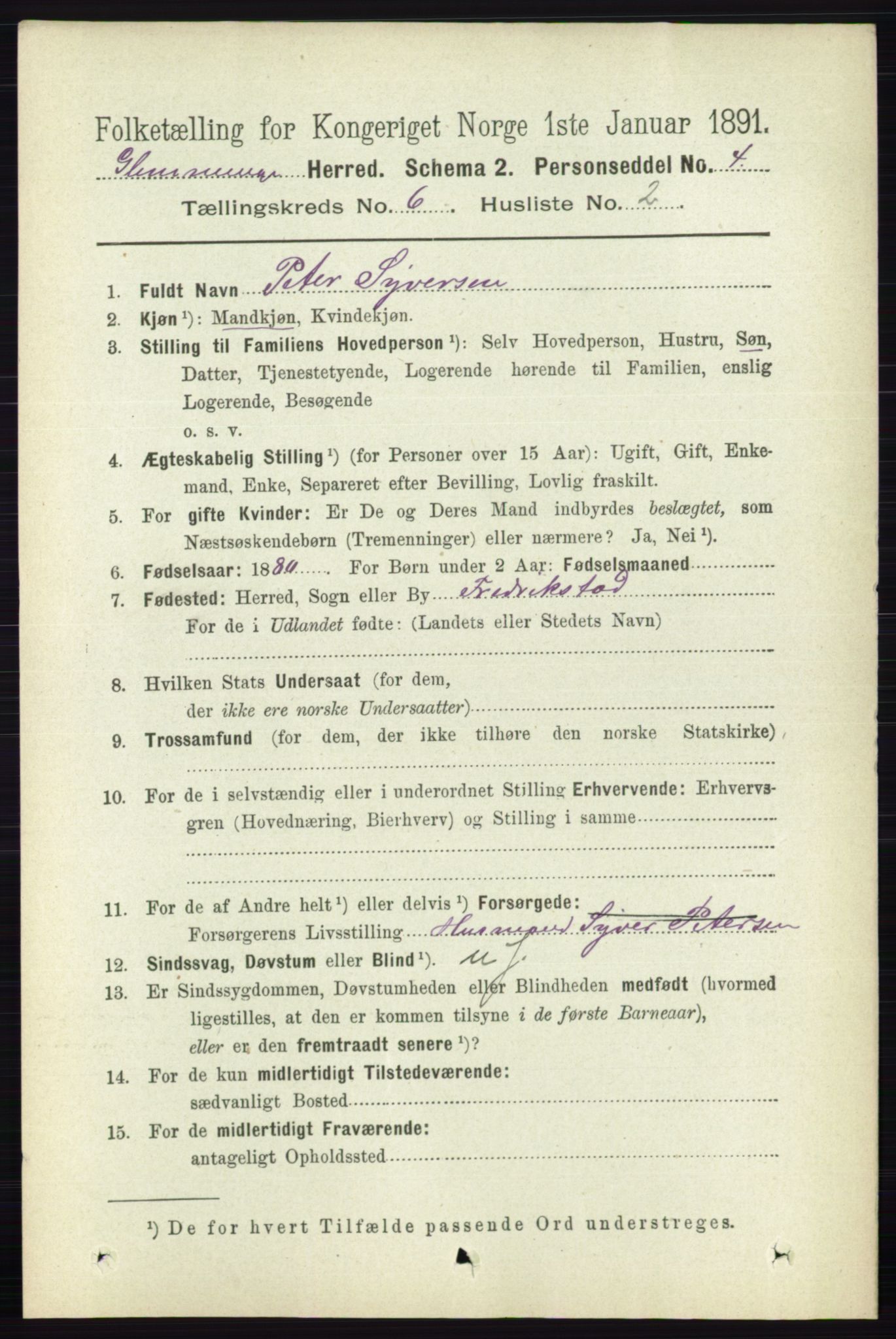 RA, 1891 census for 0132 Glemmen, 1891, p. 7514