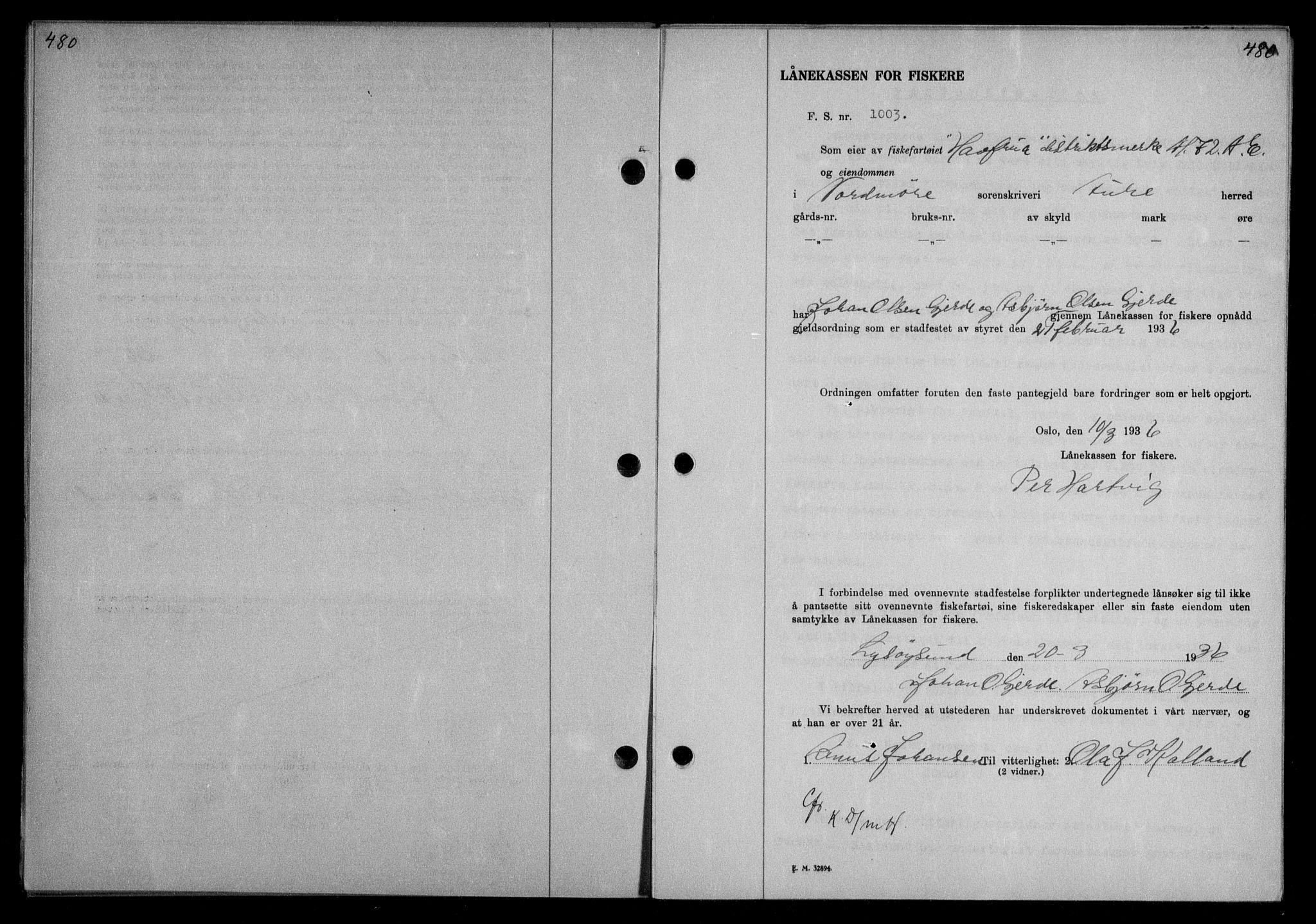 Nordmøre sorenskriveri, AV/SAT-A-4132/1/2/2Ca/L0087: Mortgage book no. 77, 1935-1936, Deed date: 01.04.1936