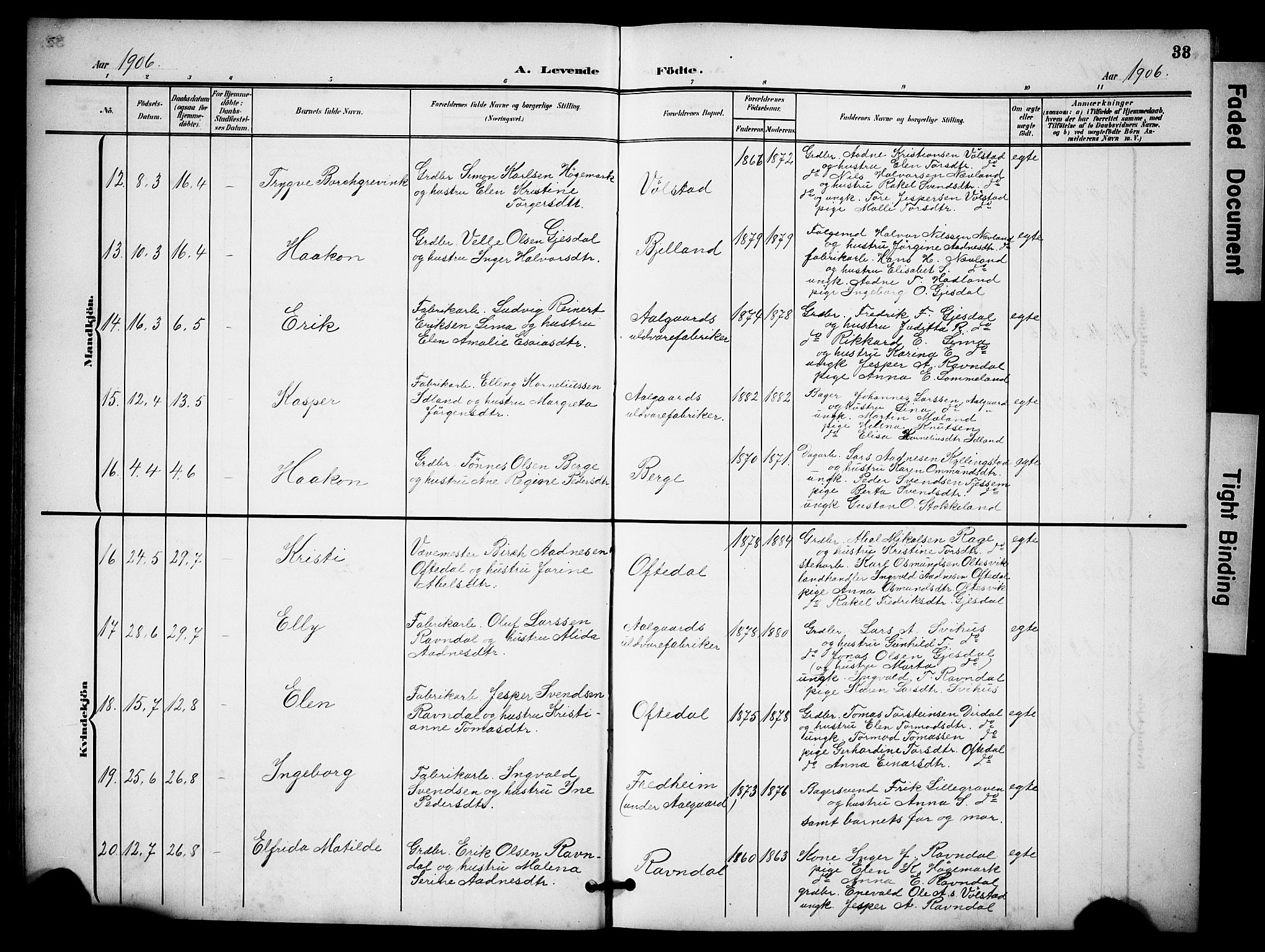 Lye sokneprestkontor, AV/SAST-A-101794/001/30BB/L0009: Parish register (copy) no. B 9, 1902-1923, p. 33