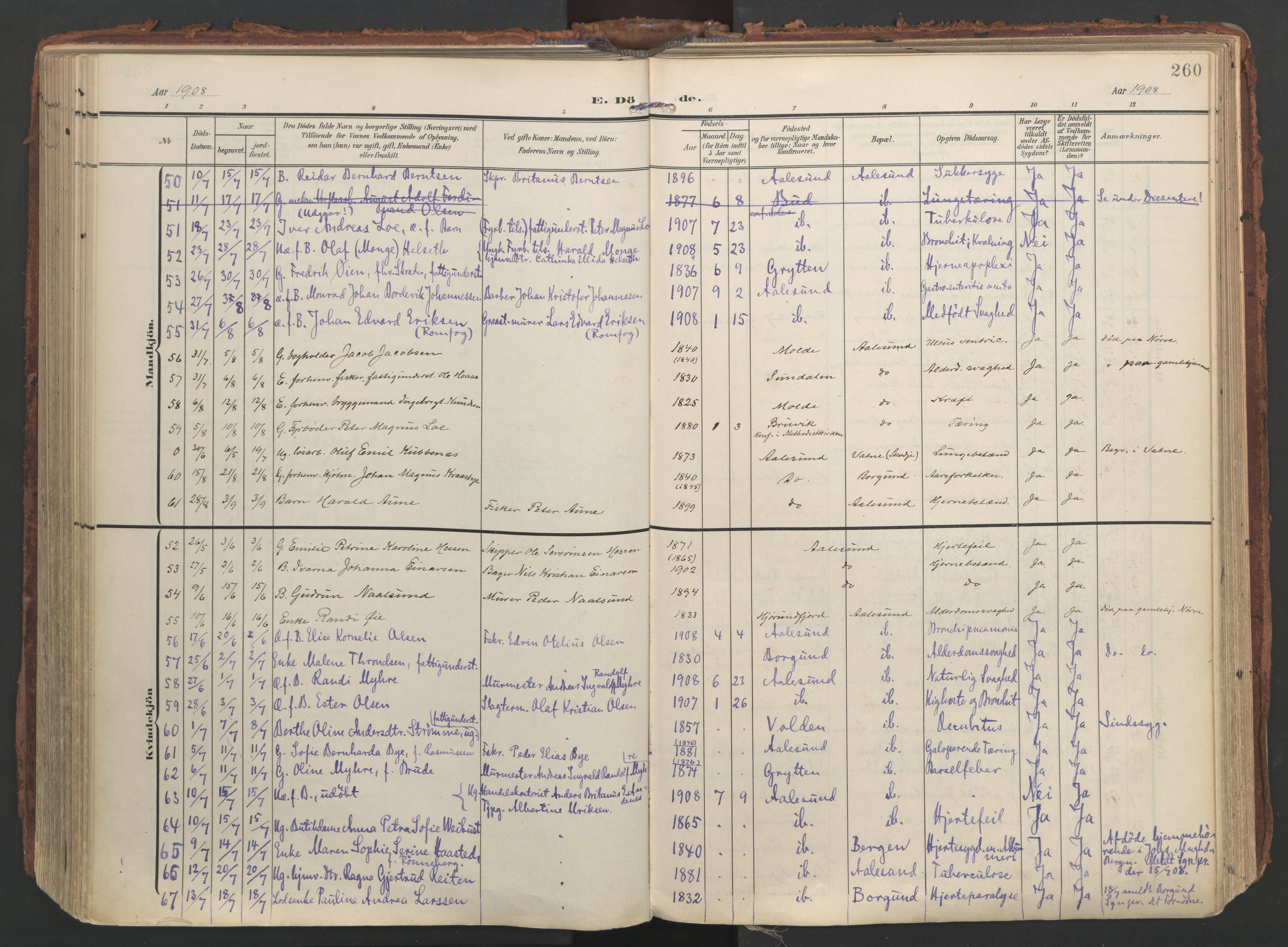 Ministerialprotokoller, klokkerbøker og fødselsregistre - Møre og Romsdal, AV/SAT-A-1454/529/L0459: Parish register (official) no. 529A09, 1904-1917, p. 260