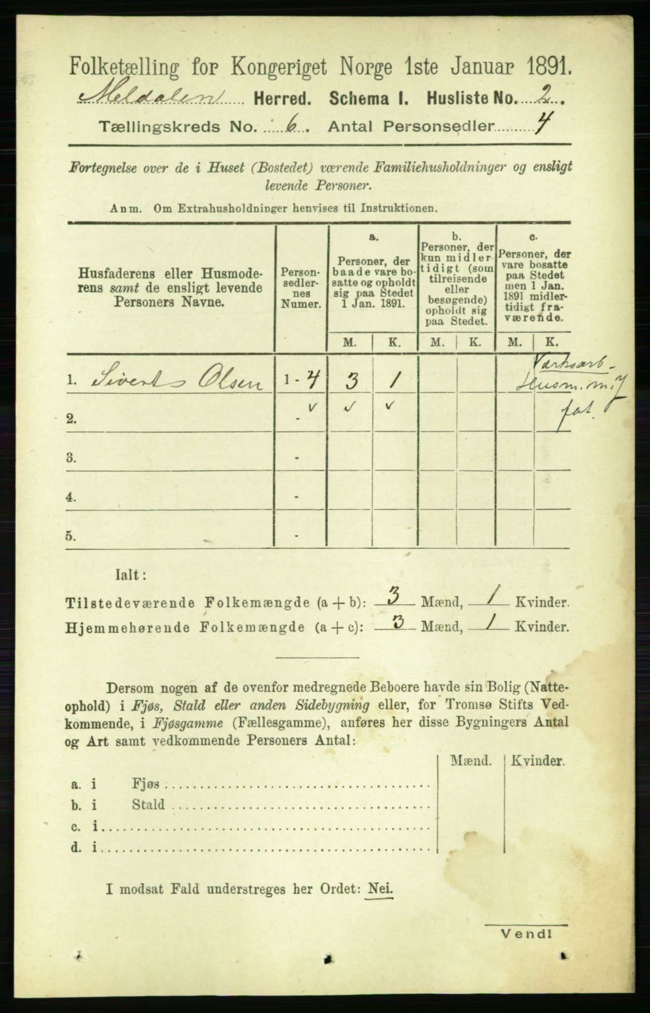 RA, 1891 census for 1636 Meldal, 1891, p. 2790
