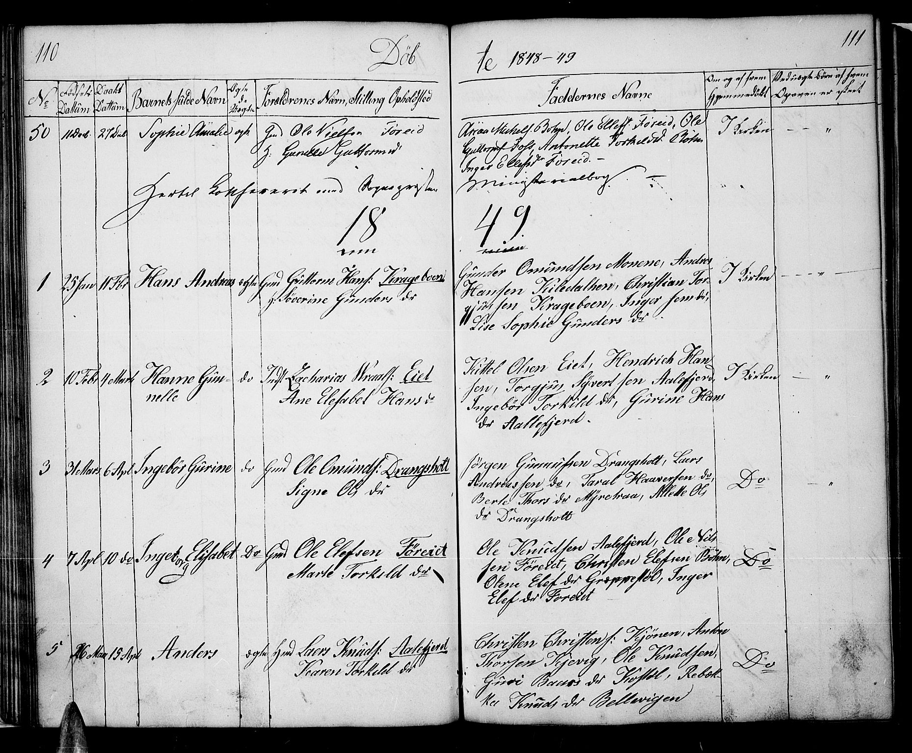 Tveit sokneprestkontor, AV/SAK-1111-0043/F/Fb/L0002: Parish register (copy) no. B 2, 1835-1854, p. 110-111