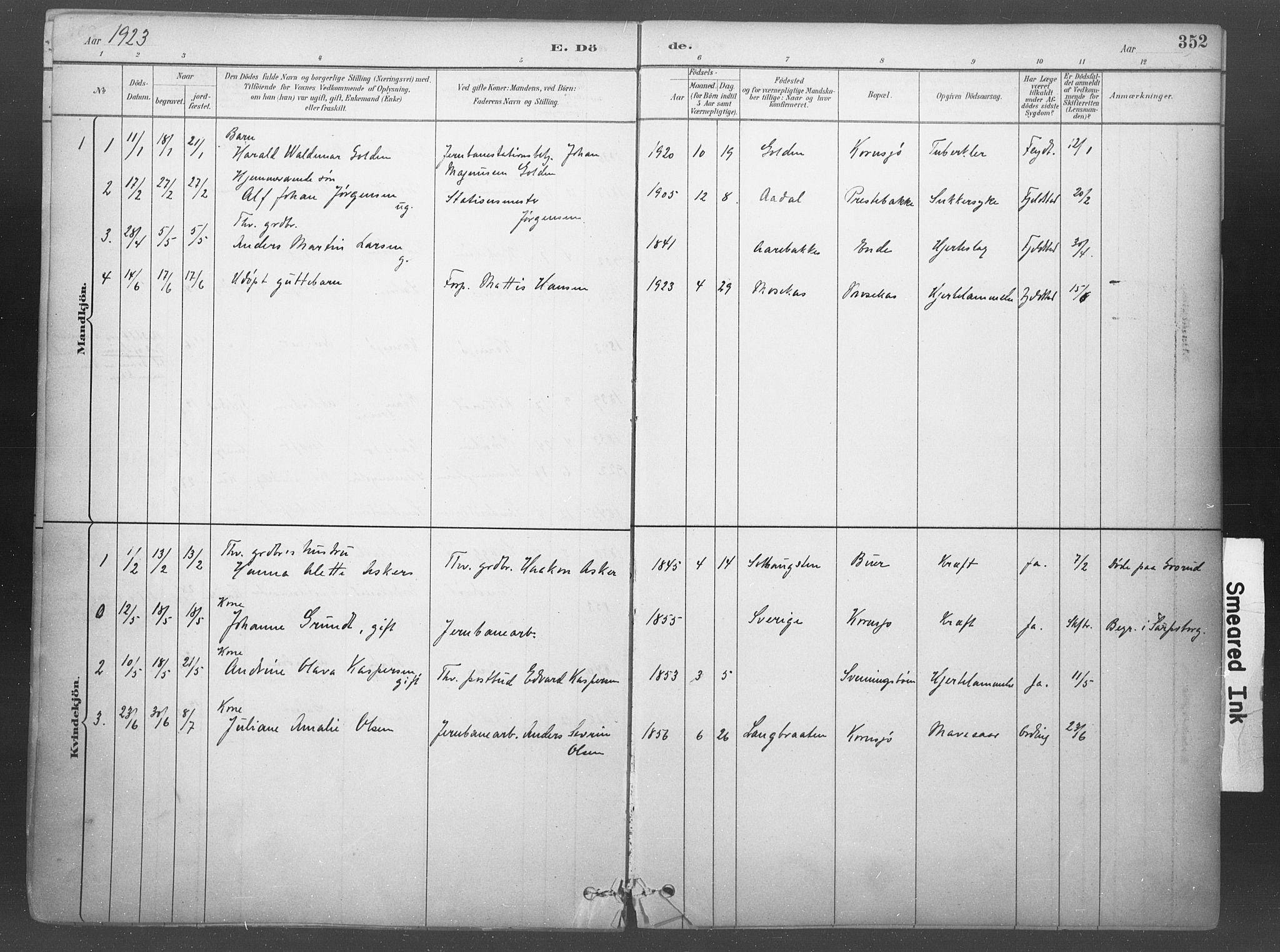 Idd prestekontor Kirkebøker, SAO/A-10911/F/Fb/L0002: Parish register (official) no. II 2, 1882-1923, p. 352