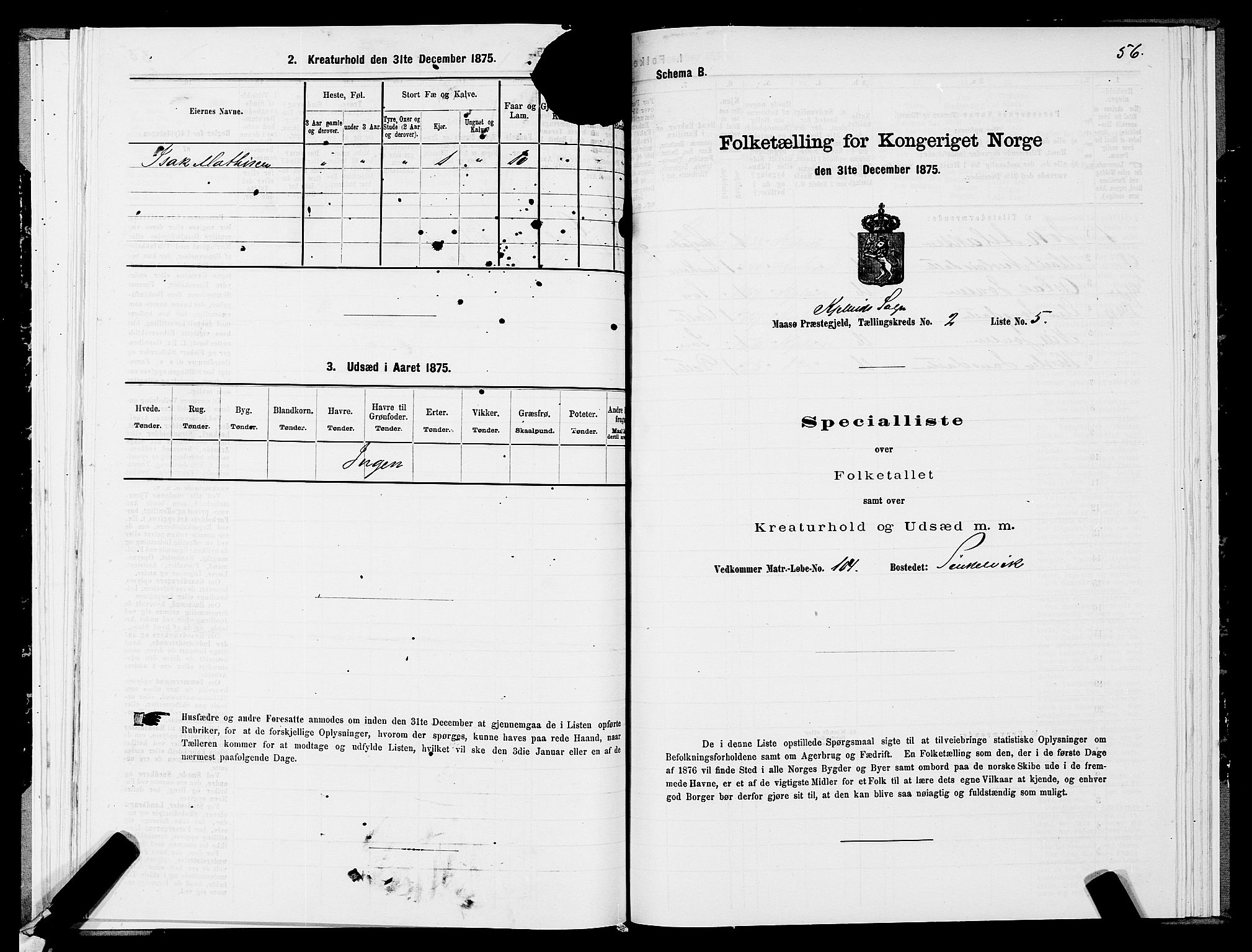 SATØ, 1875 census for 2018P Måsøy, 1875, p. 2056