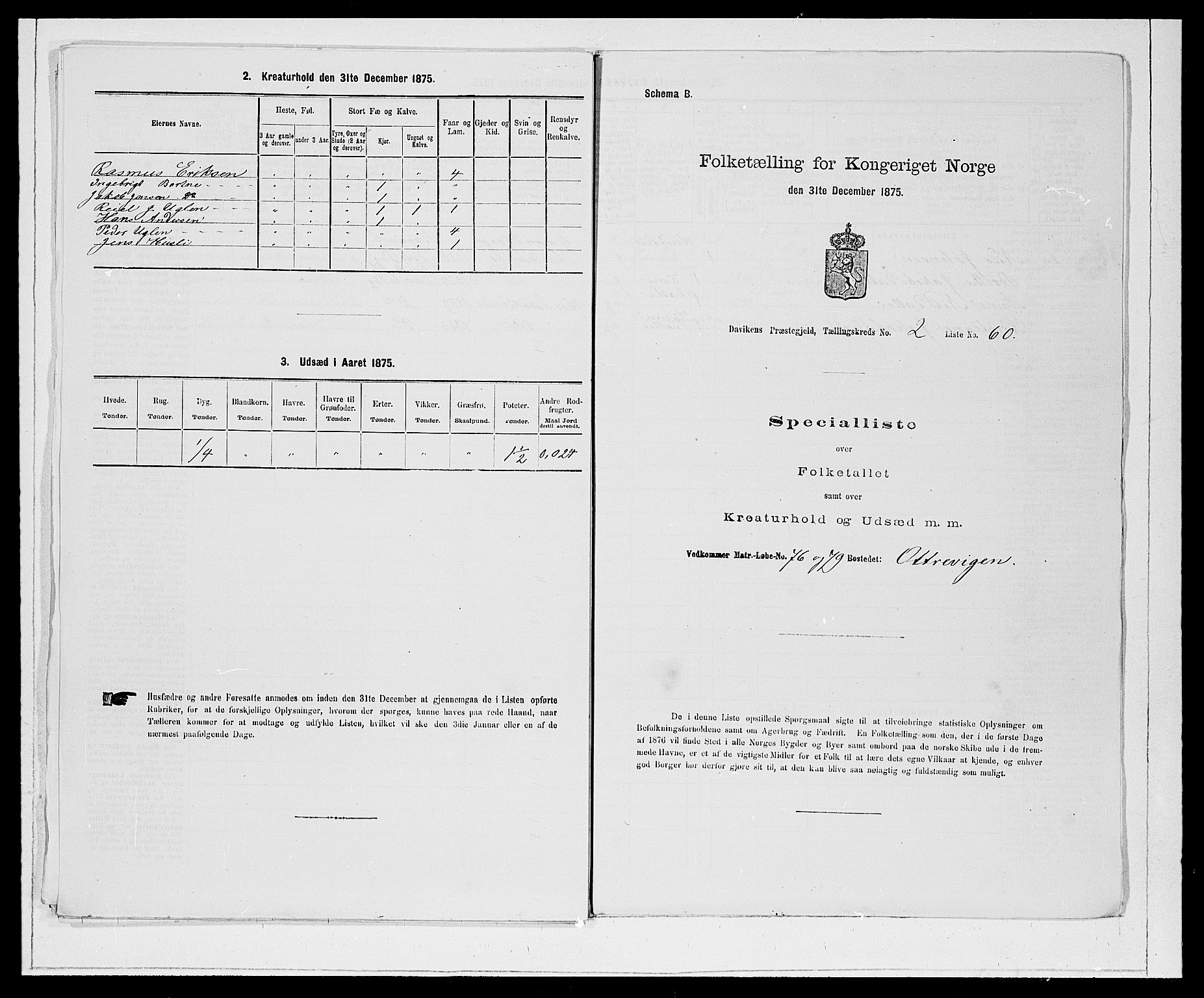 SAB, 1875 Census for 1442P Davik, 1875, p. 289