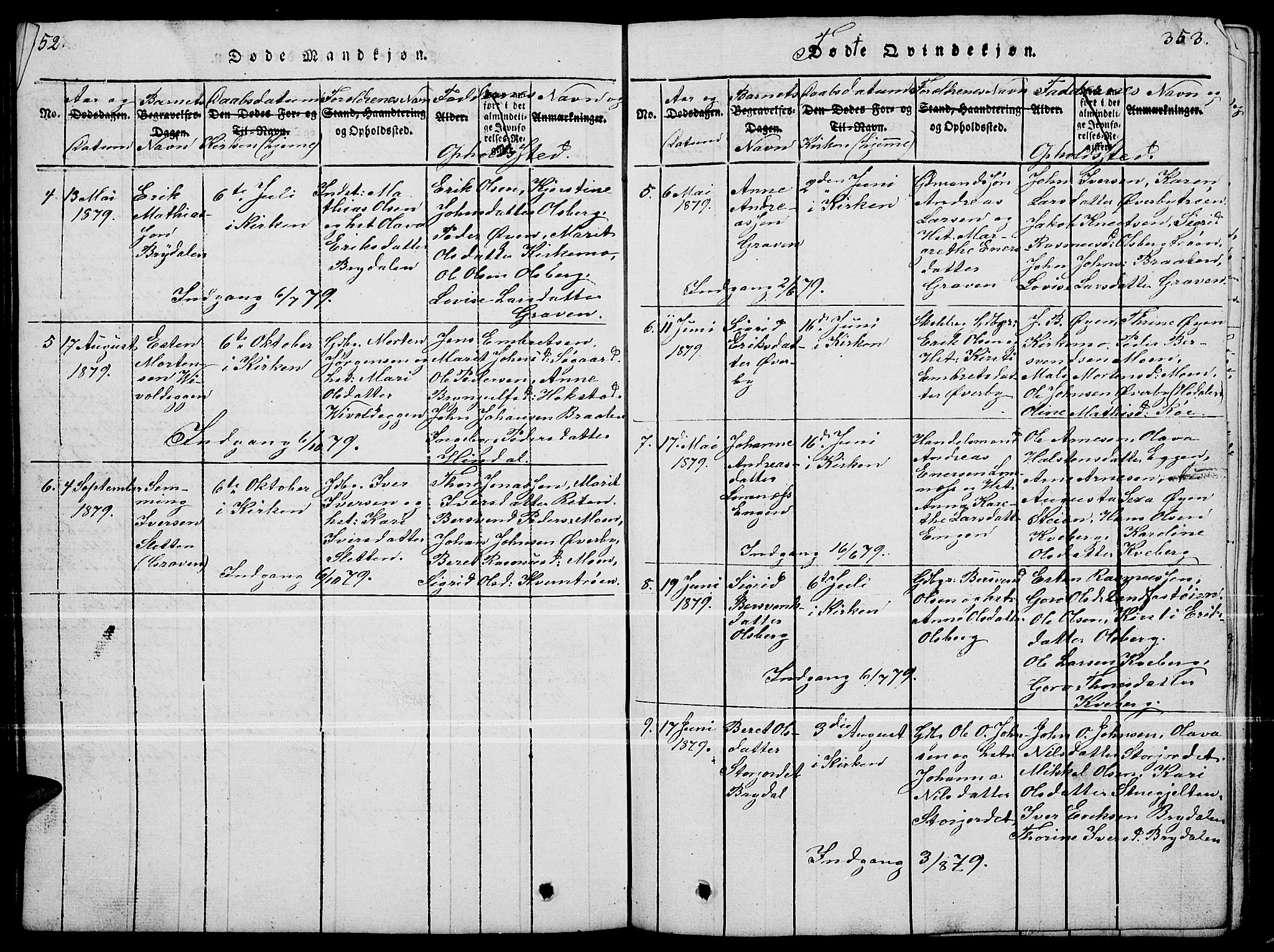 Tynset prestekontor, SAH/PREST-058/H/Ha/Hab/L0004: Parish register (copy) no. 4, 1814-1879, p. 352-353