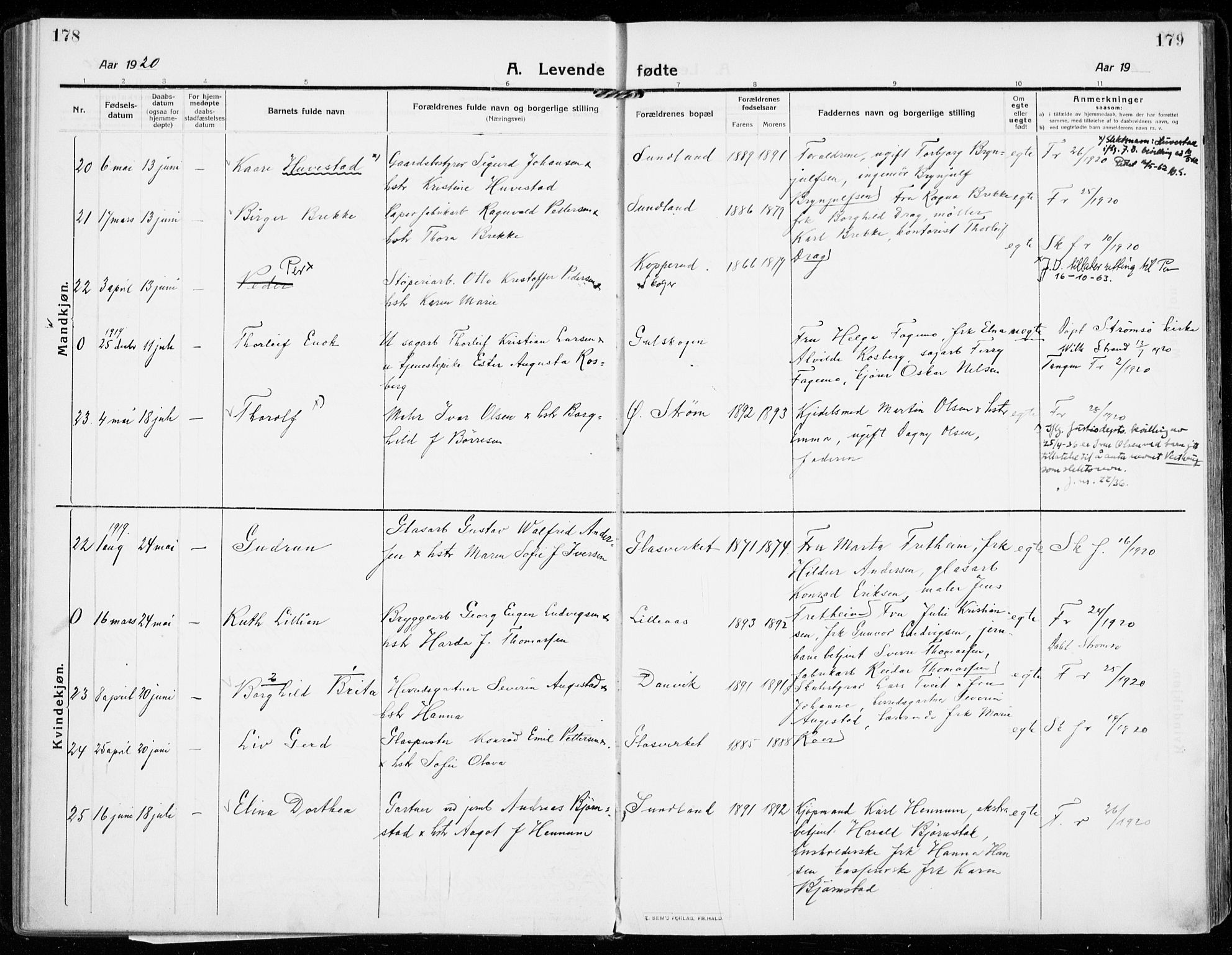 Strømsgodset kirkebøker, AV/SAKO-A-324/F/Fa/L0002: Parish register (official) no. 2, 1910-1920, p. 178-179