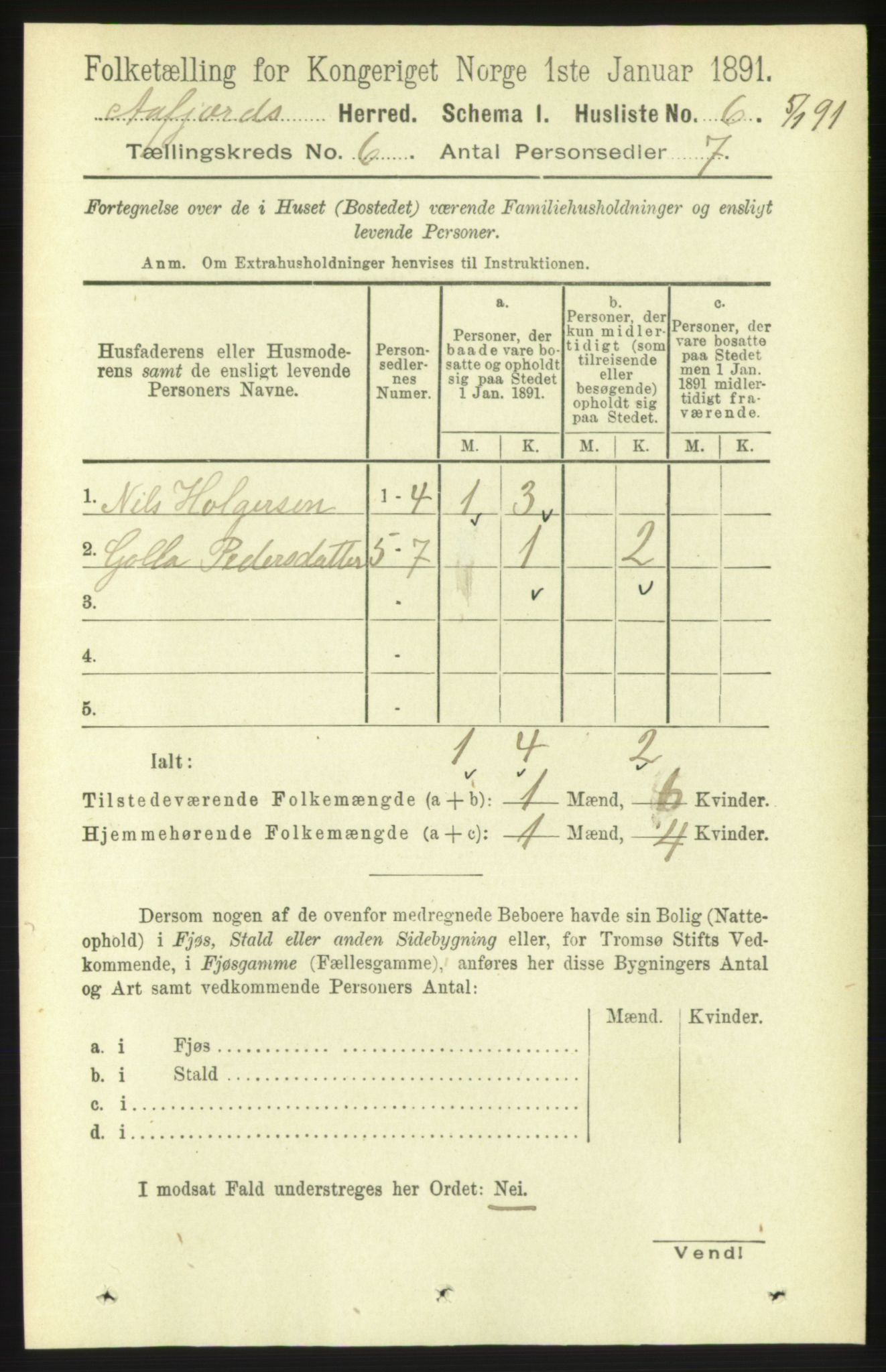 RA, 1891 census for 1630 Åfjord, 1891, p. 1444