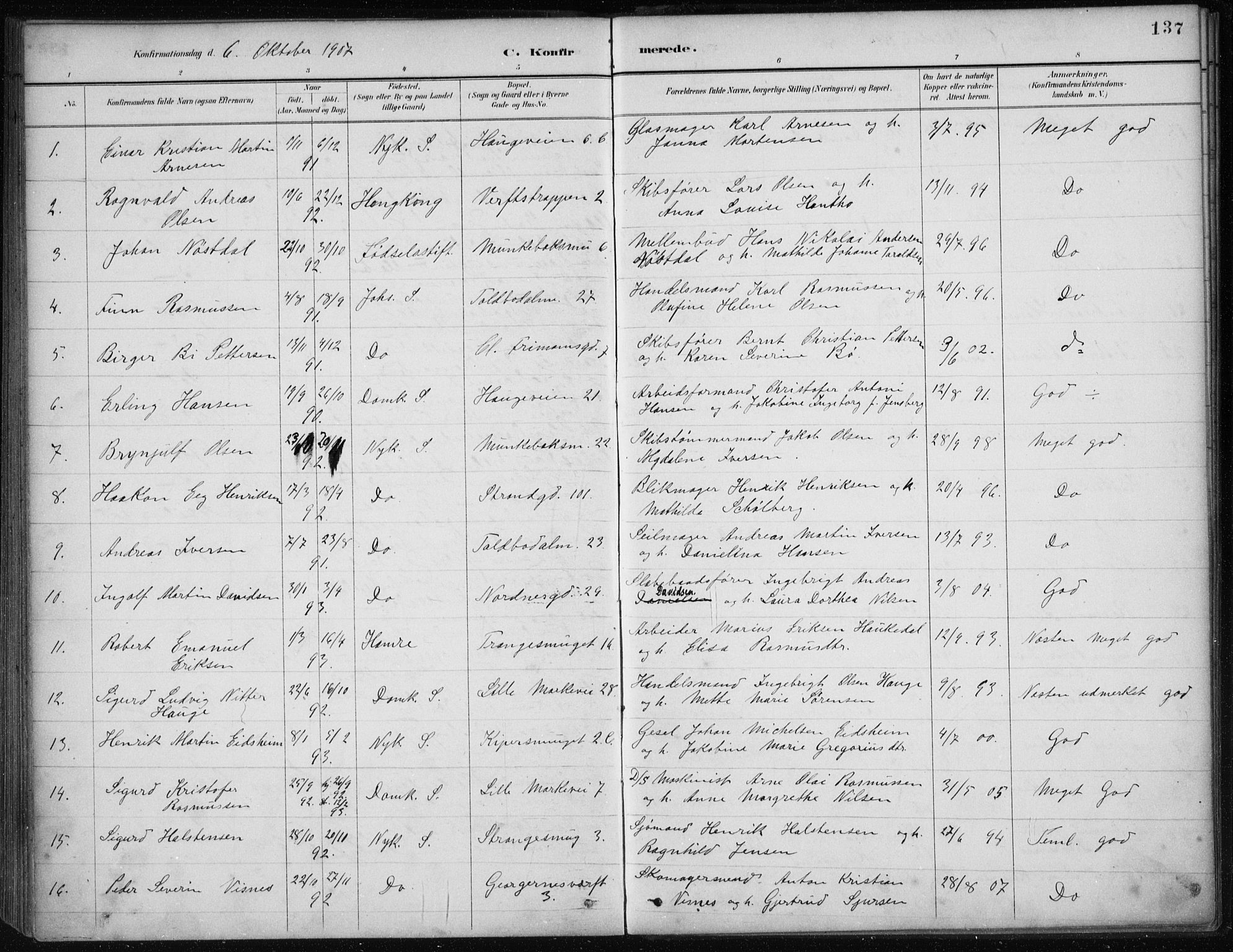 Nykirken Sokneprestembete, AV/SAB-A-77101/H/Haa/L0027: Parish register (official) no. C 6, 1886-1913, p. 137