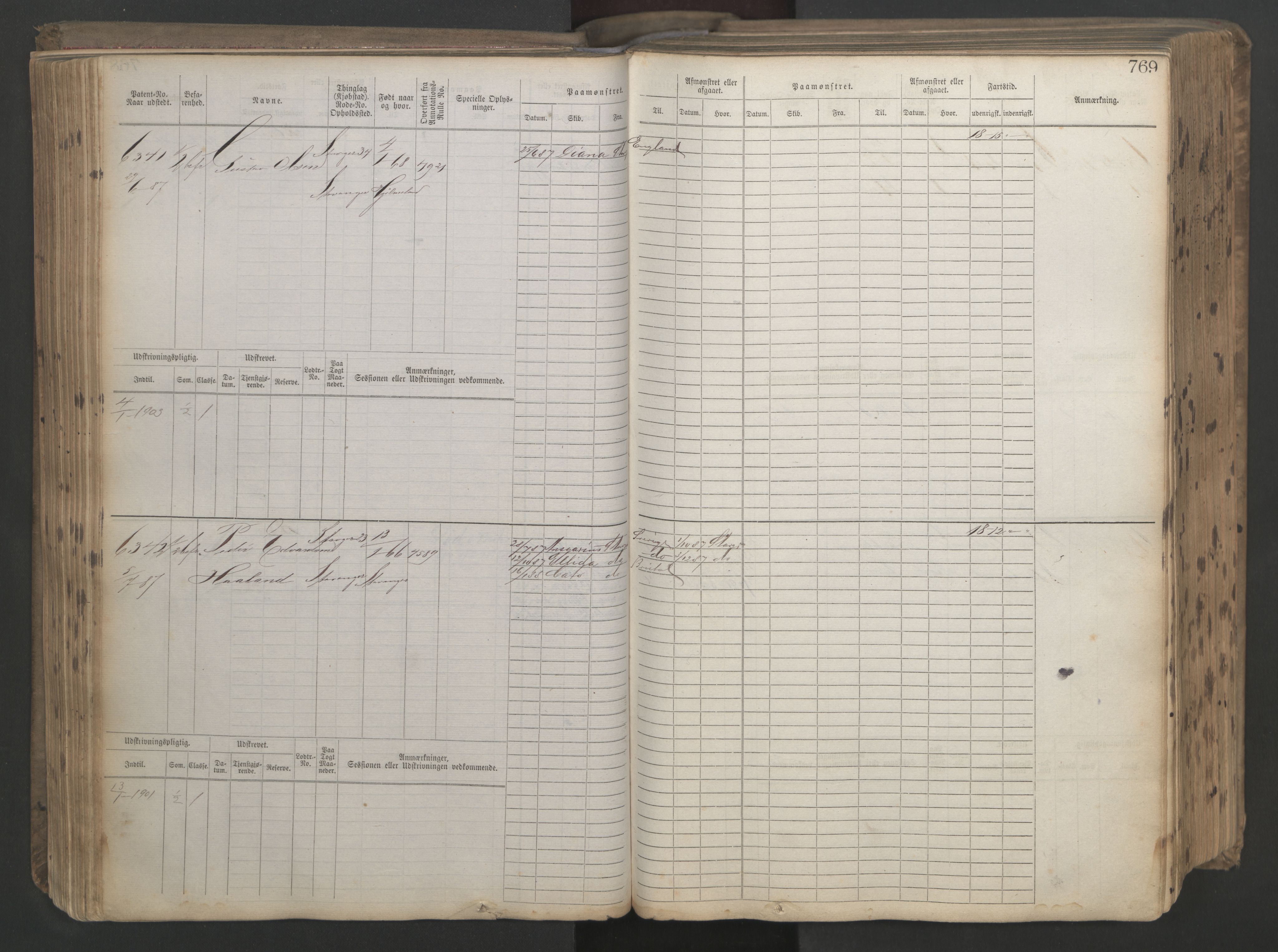 Stavanger sjømannskontor, AV/SAST-A-102006/F/Fb/Fbb/L0021: Sjøfartshovedrulle patnentnr. 6005-7204 (dublett), 1887, p. 173