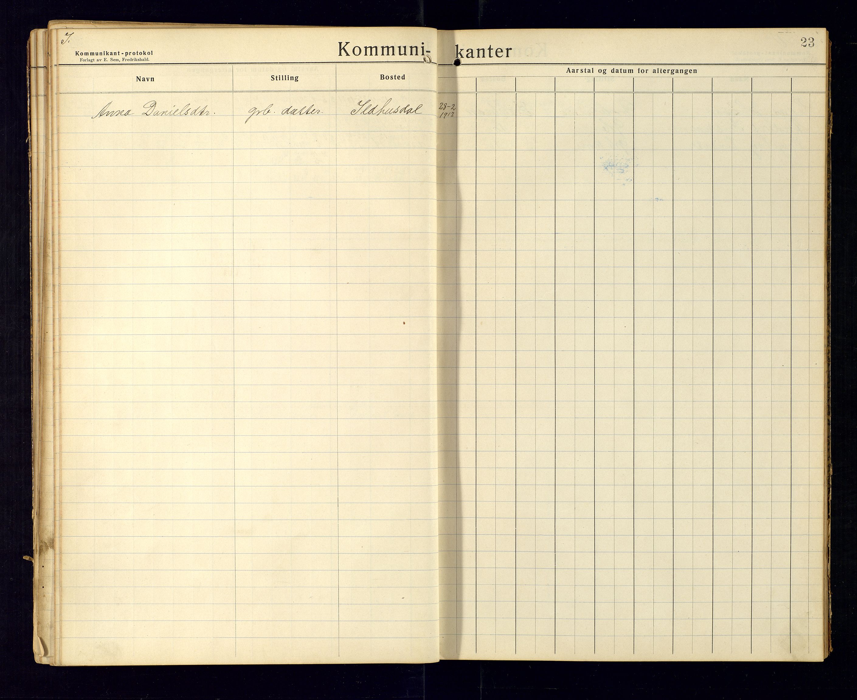 Bjelland sokneprestkontor, SAK/1111-0005/F/Fc/Fca/L0002: Communicants register no. C-3, 1912-1958, p. 23