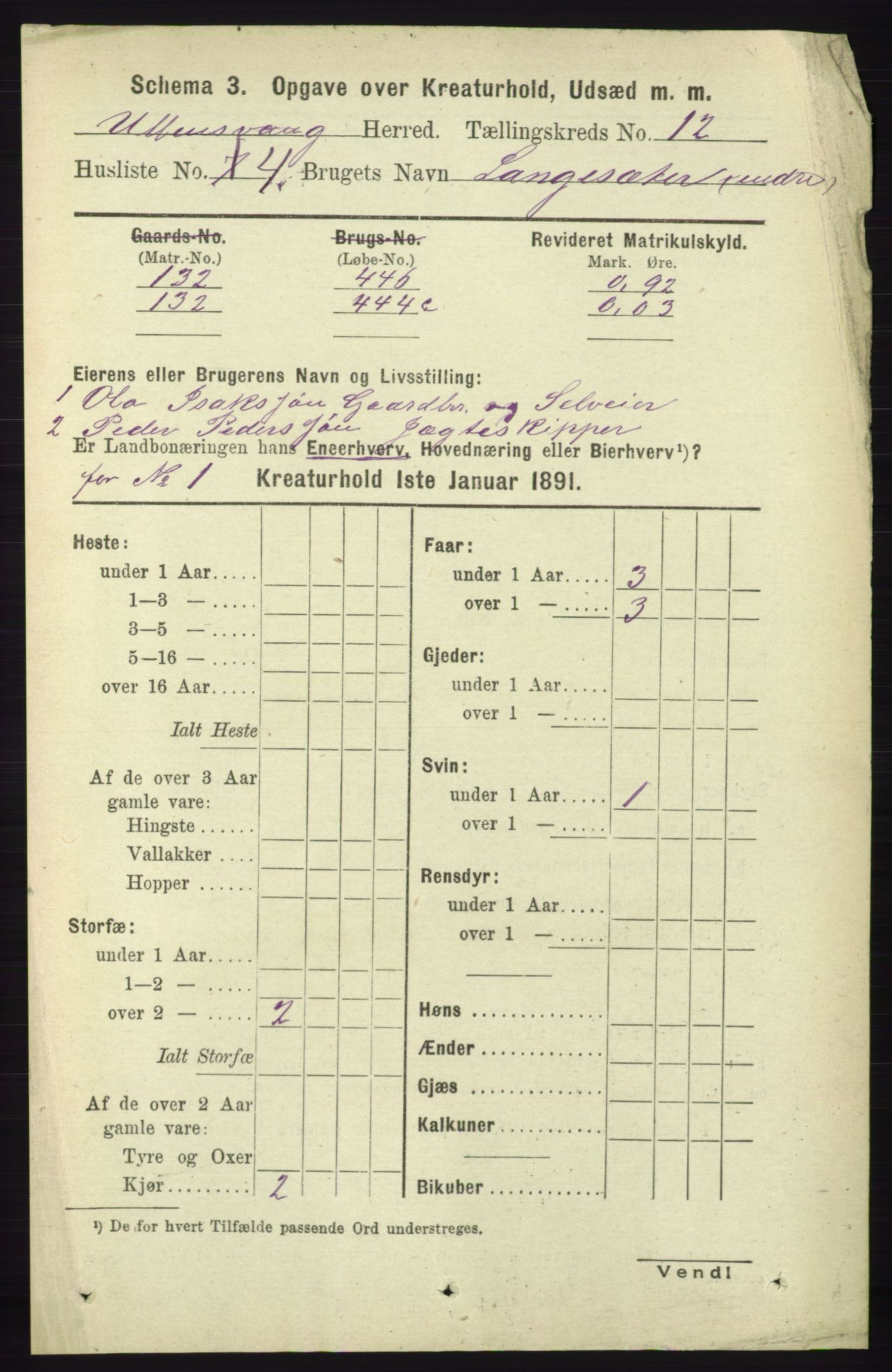 RA, 1891 census for 1230 Ullensvang, 1891, p. 8028