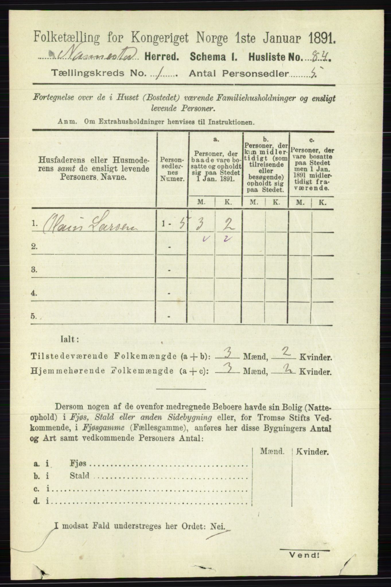 RA, 1891 census for 0238 Nannestad, 1891, p. 114