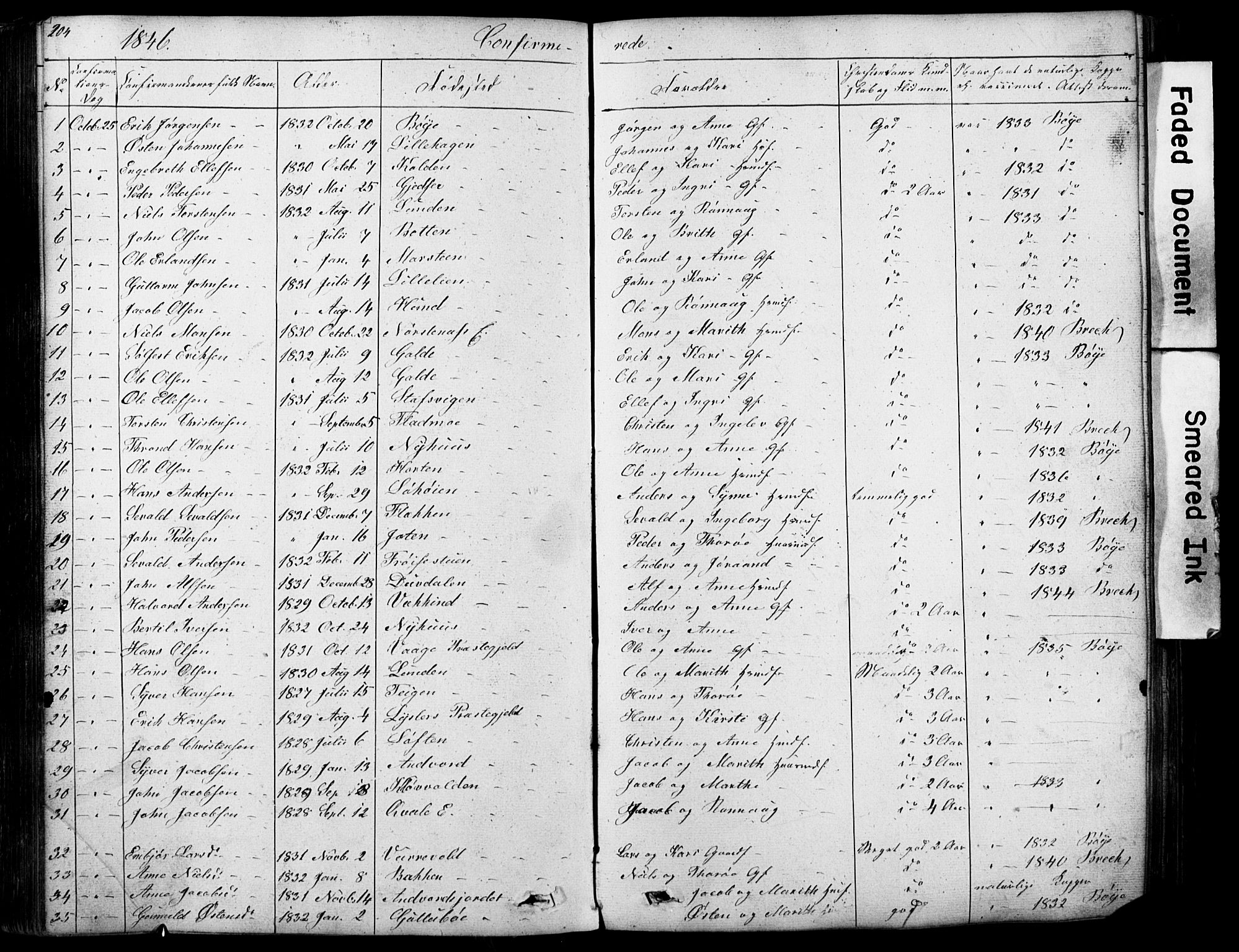 Lom prestekontor, SAH/PREST-070/L/L0012: Parish register (copy) no. 12, 1845-1873, p. 204-205
