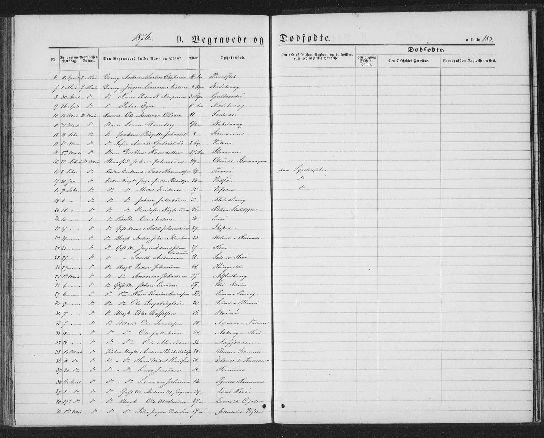 Ministerialprotokoller, klokkerbøker og fødselsregistre - Nordland, AV/SAT-A-1459/874/L1074: Parish register (copy) no. 874C03, 1870-1876, p. 183