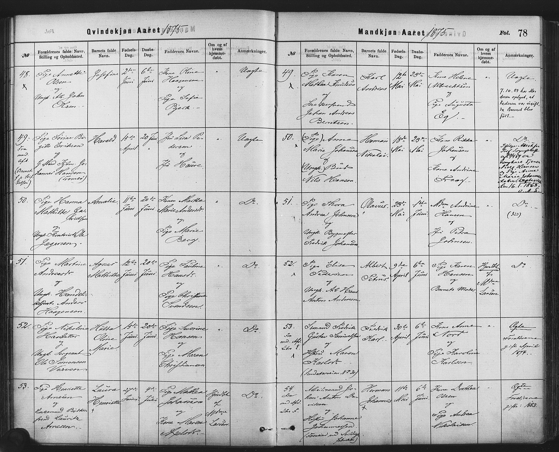 Rikshospitalet prestekontor Kirkebøker, AV/SAO-A-10309b/F/L0006: Parish register (official) no. 6, 1871-1885, p. 78