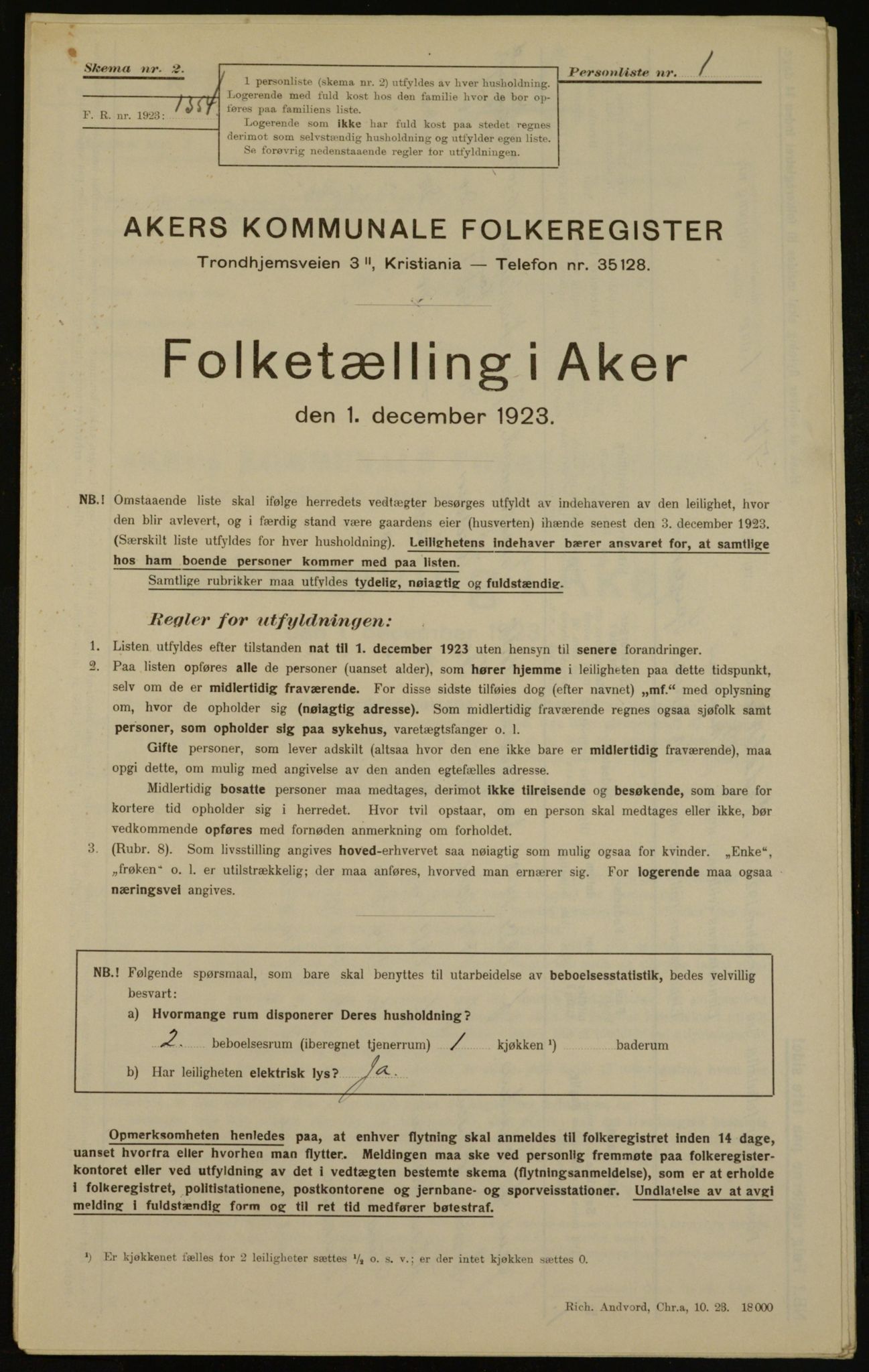 , Municipal Census 1923 for Aker, 1923, p. 16319