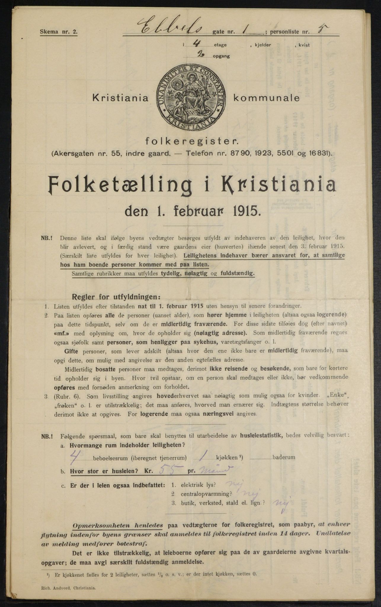 OBA, Municipal Census 1915 for Kristiania, 1915, p. 17557