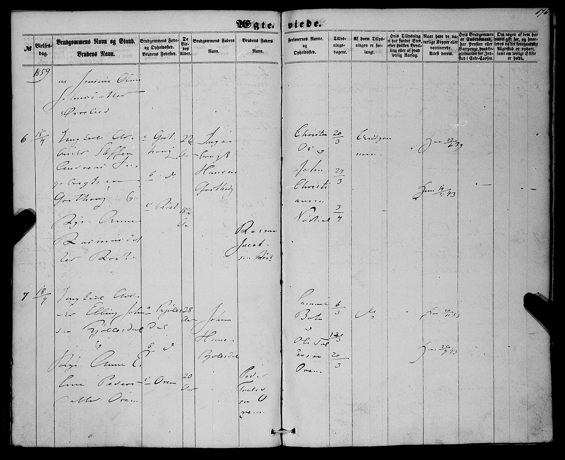 Eid sokneprestembete, AV/SAB-A-82301/H/Haa/Haaa/L0008: Parish register (official) no. A 8, 1858-1860, p. 176