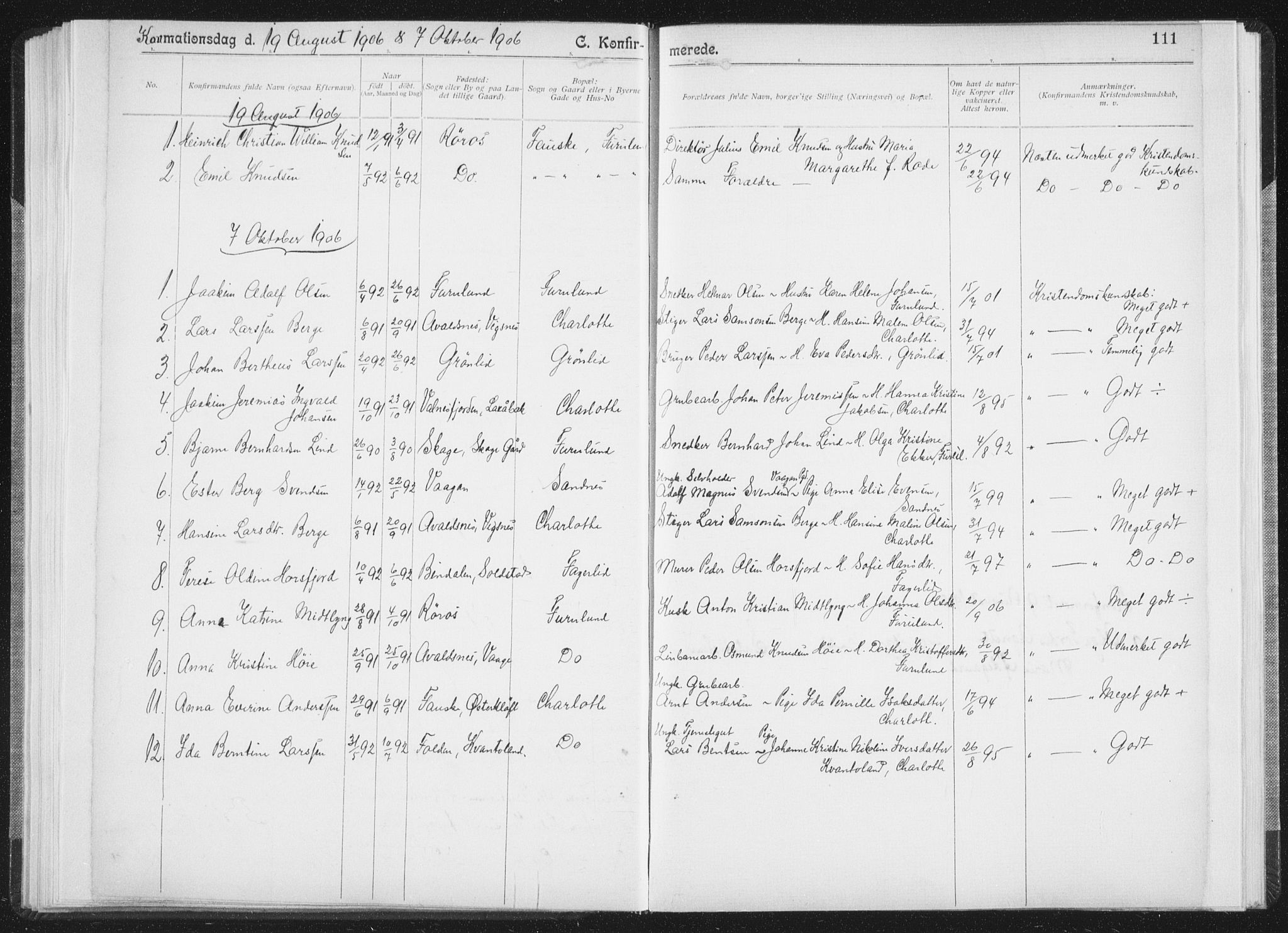 Ministerialprotokoller, klokkerbøker og fødselsregistre - Nordland, SAT/A-1459/850/L0711: Curate's parish register no. 850B01, 1902-1915, p. 111